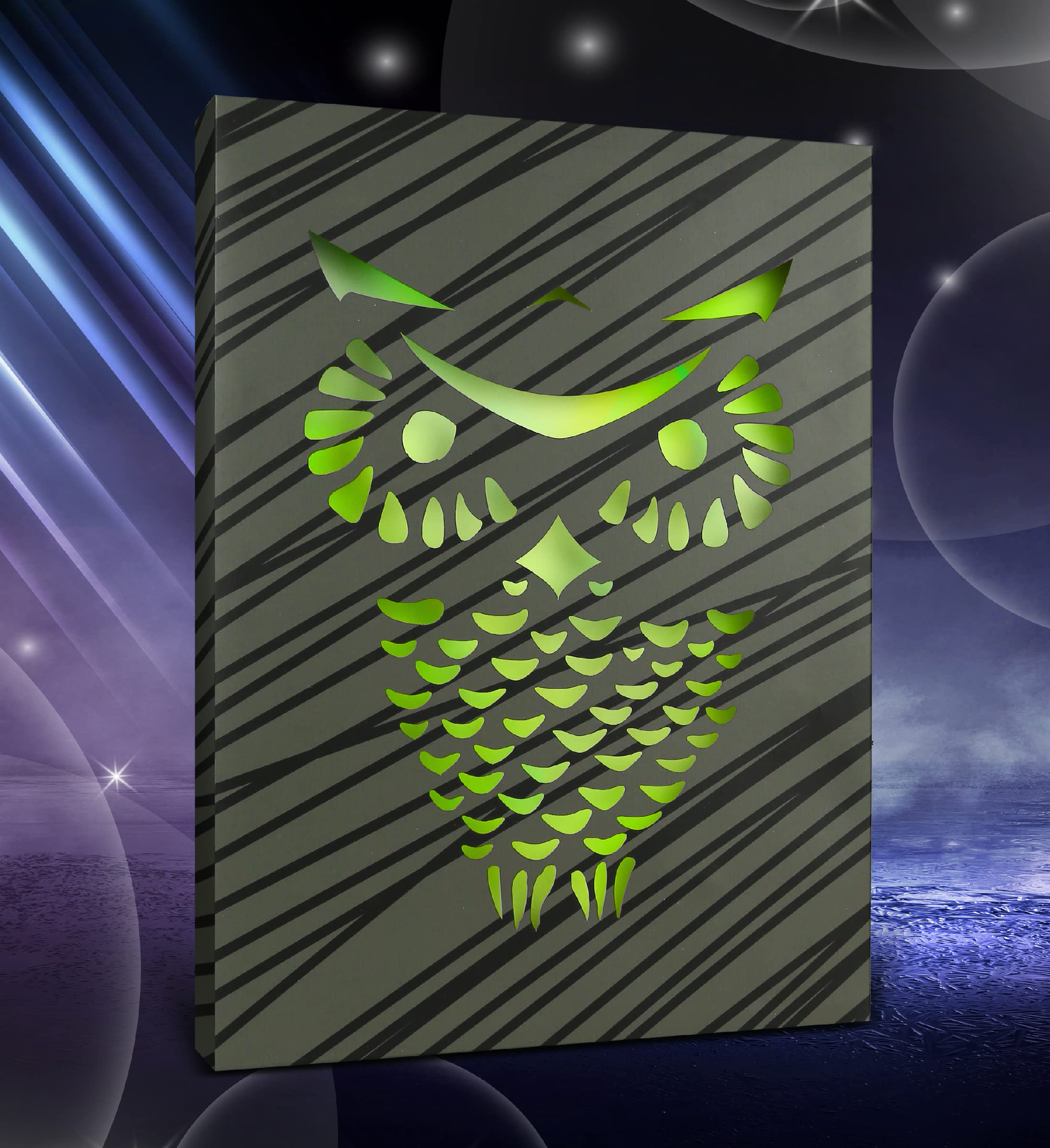 Cota Global Owl Light Up Led Wall Art - Fun Changing Color Led Light Up Picture Art For Bedroom, Modern Wall Hang Living Room Ar