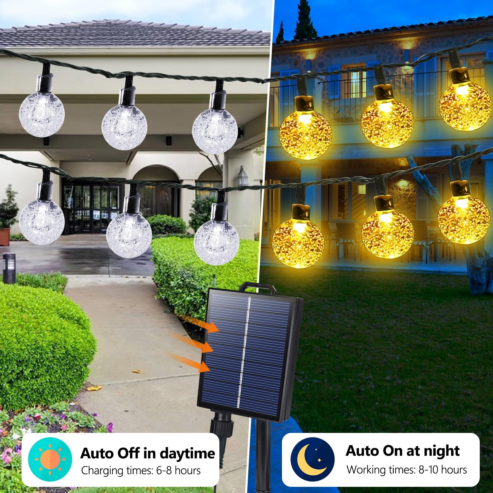 Joomer Solar String Lights Outdoor 72Ft 100Led Solar Globe String Lights 8 Lighting Modes, Waterproof Solar Powered Patio Lights