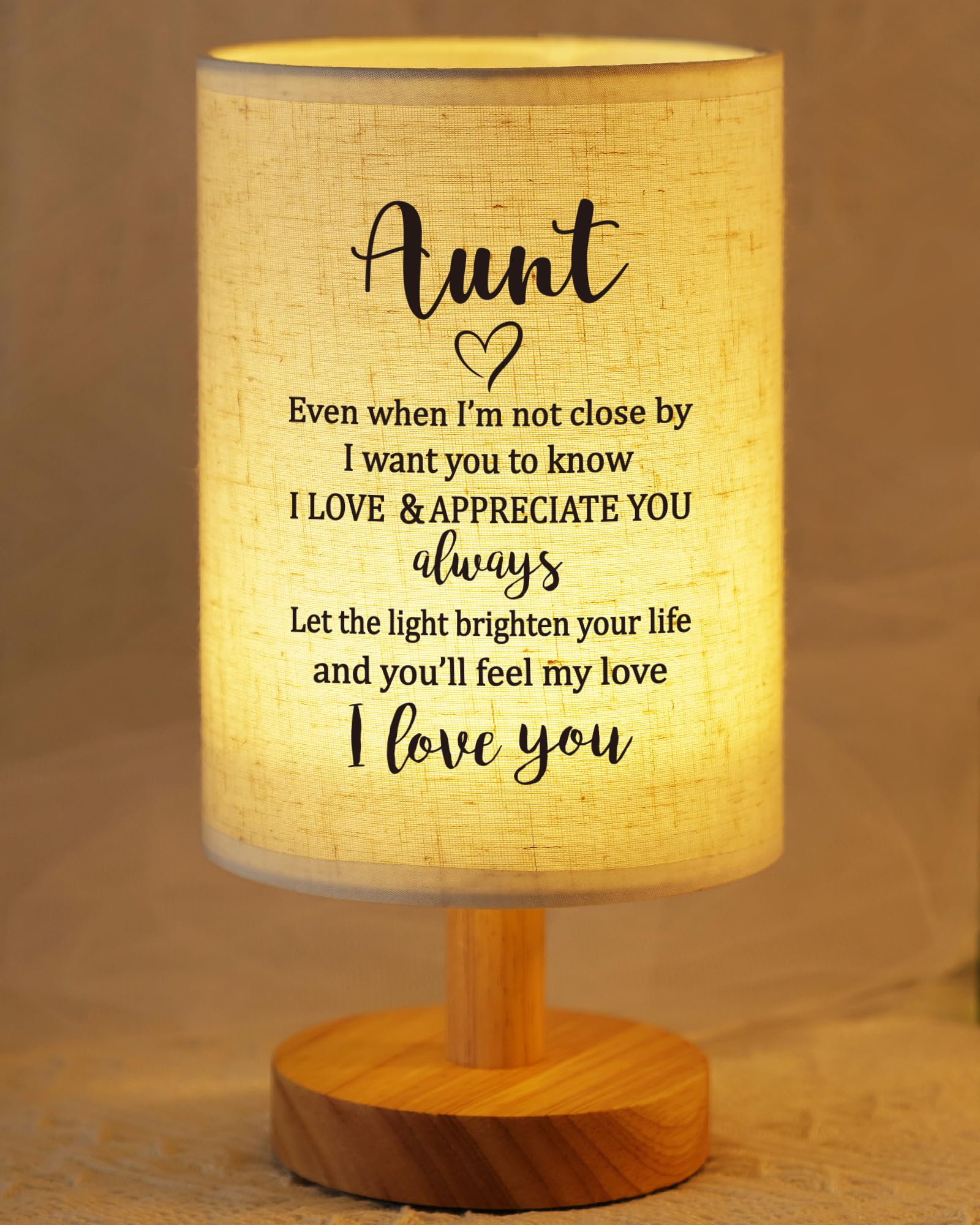 SUEHHYY Best Aunt Gifts from Niece Nephew, to My Aunt Fabric Bedside Table Lamp Presents, Birthday Christmas Valentines Mothers 