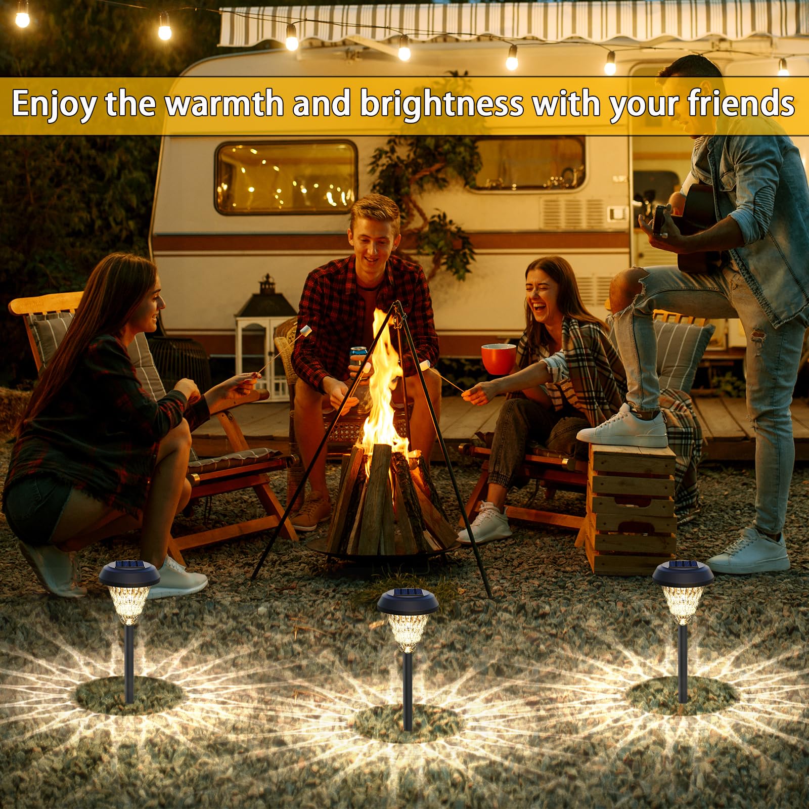 Pearlstar Solar Lights Outdoor Garden Decor - 8 Pack Solar Pathway Lights For Outside, Waterproof Solar Powered Outdoor Garden L