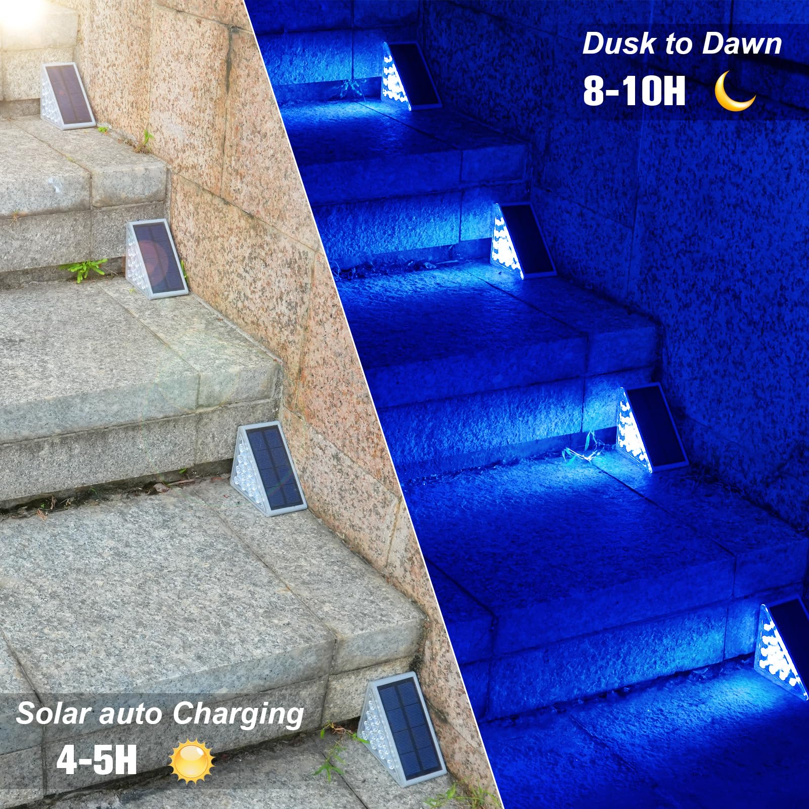 VOLISUN Solar Step Lights 16 Pack, Waterproof IP67 LED Outdoor Lights, Blue, Model 21714ZM