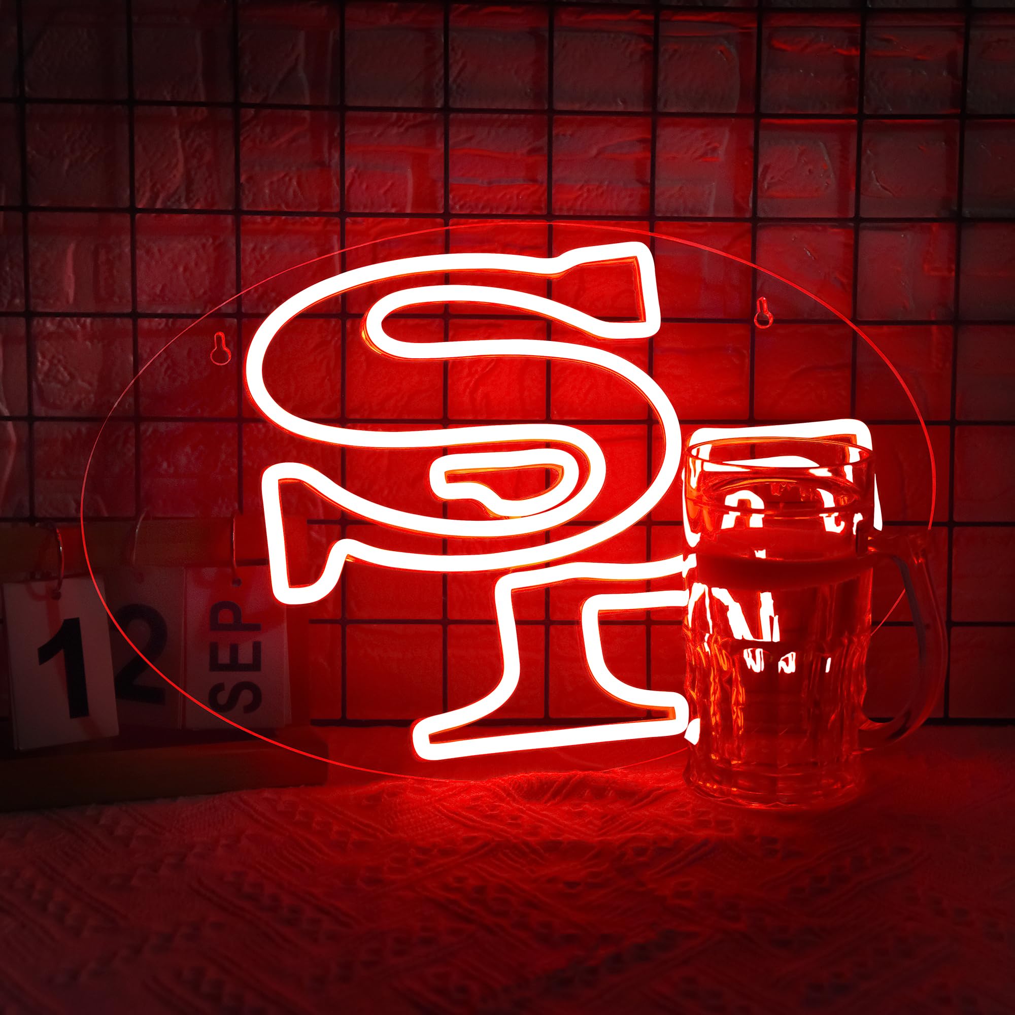 Football Neon Sign For Wall Decor Football Team Neon Sign For Man Cave Or Garage Decor Birthday Gifts For Men Red Led Light For Bedroom Bar Dorm Party Game Room Size 16.1 * 10.4In(Zyld056)