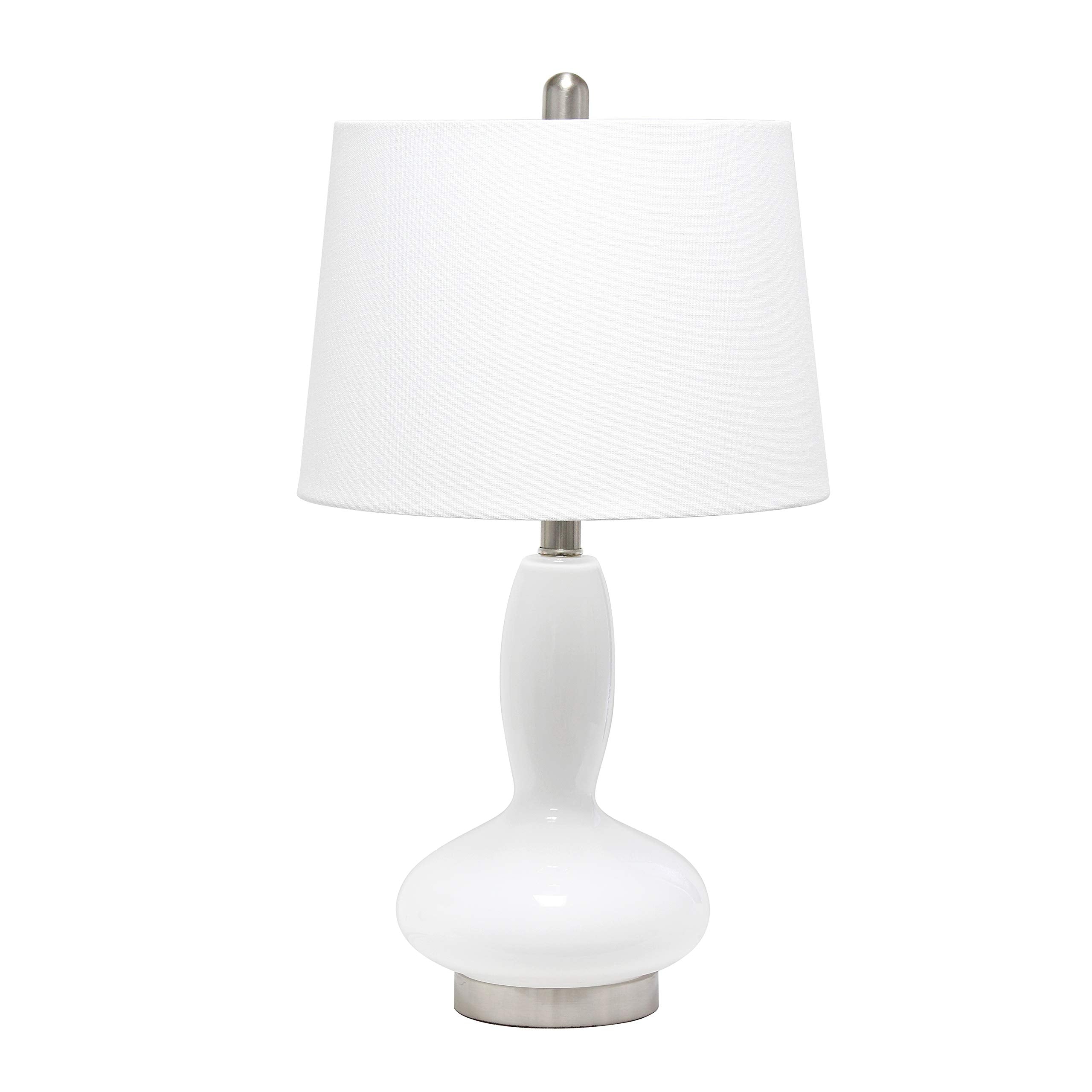 Elegant Designs LT3315-WHT Contemporary Glass Table Lamp, White, Curved Design