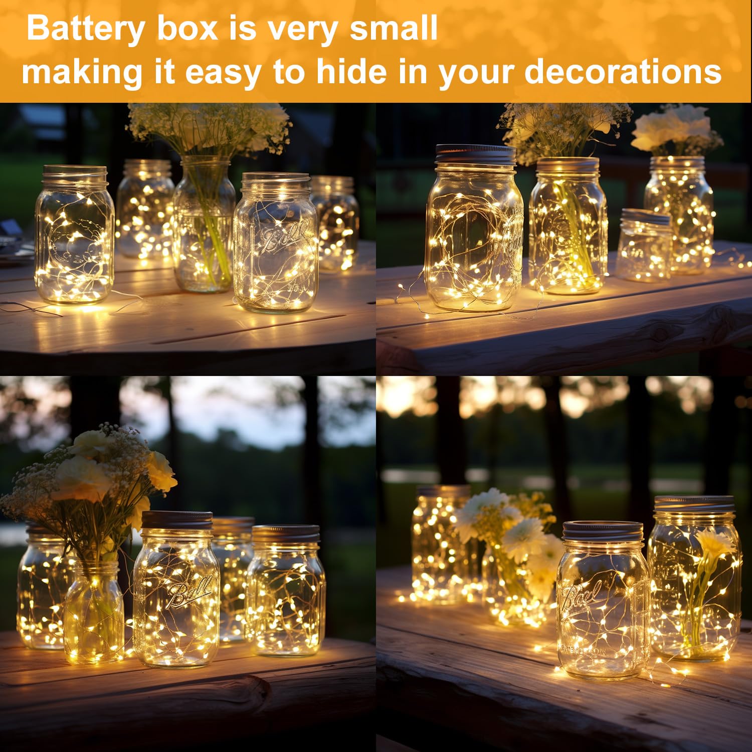 Ledikon 16 Pack 10Ft 30 Led Fairy Lights Battery Operated String Lights,Silver Wire Warm White Firefly Mini Lights For Wedding,Party,Diy Crafts,Mason Jars,Centerpieces Table Decorations