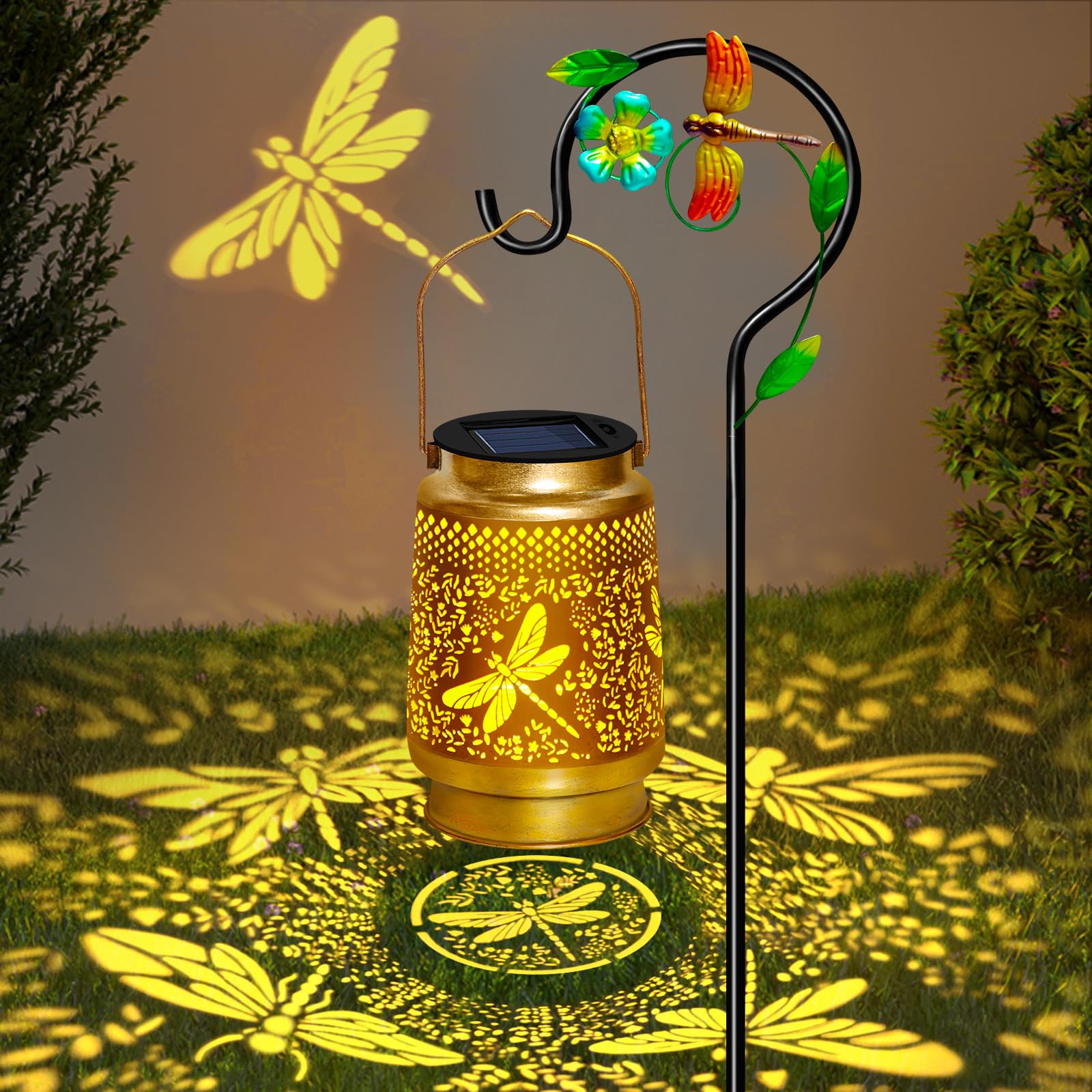 Dragonfly Solar Lanterns Outdoor Waterproof,Hanging Solar Lights Dragonfly Garden Decor,Mother'S Day Gifts For Women Grandma,Met