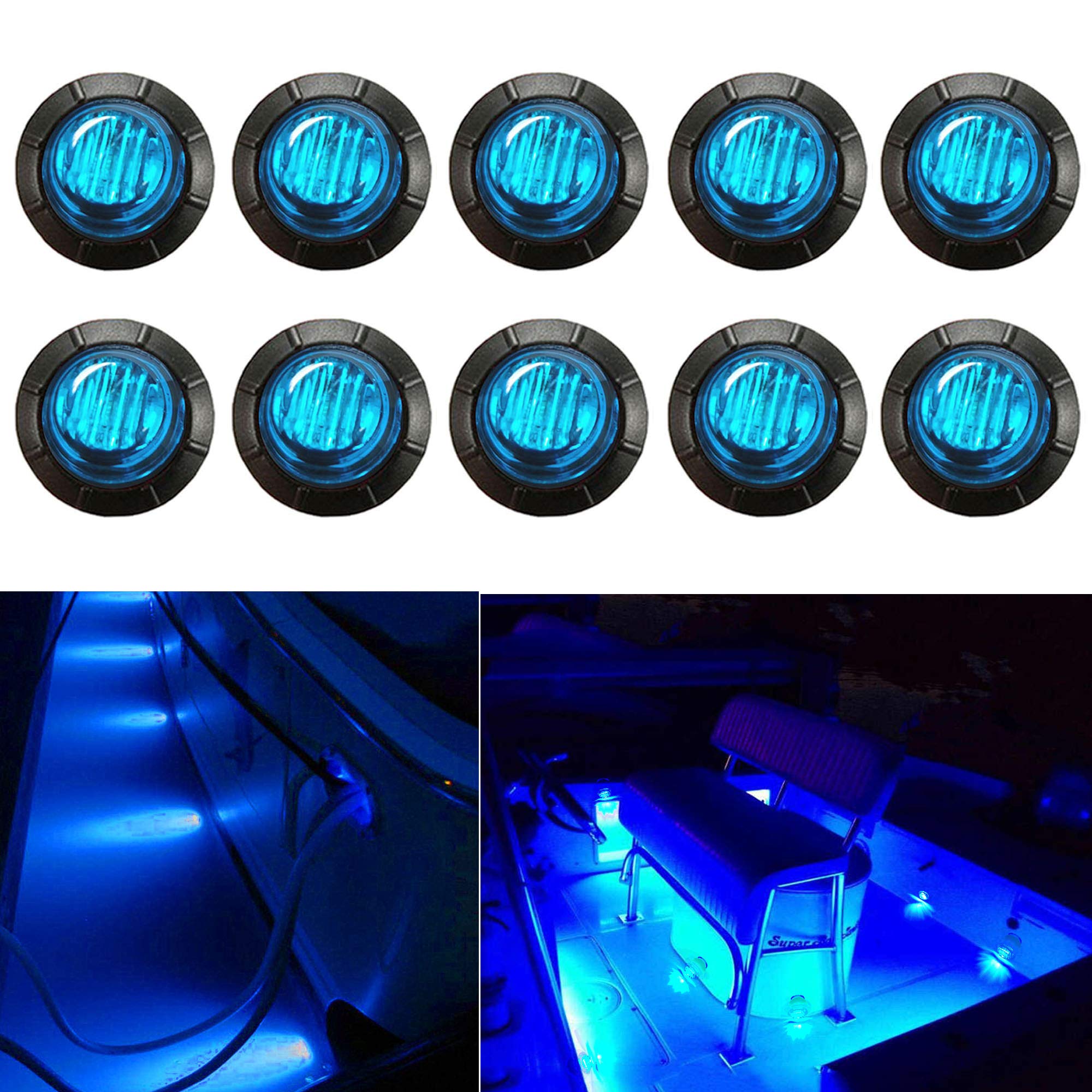 Nbwdy 10Pcs 12V Waterproof Blue Marine Boat Lights,Utility Led Interior Lights Boat Deck Courtesy Cockpit Decoration Light Boat Navigation Lights For Yacht Boat Fishing Pontoon Sailboat Kayak