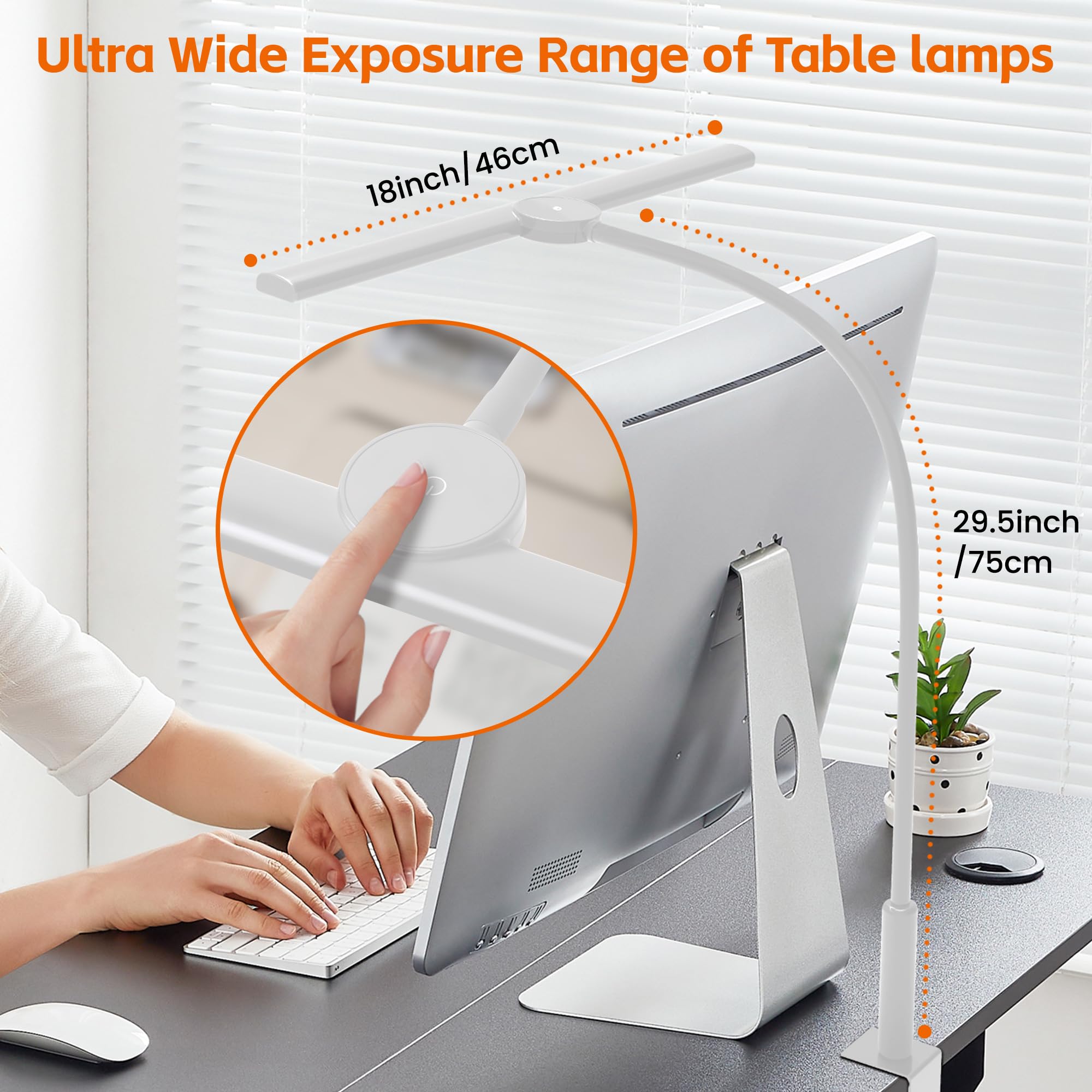 Seoufrdz Led Desk Lamp With Clamp, Eye-Caring Adjustable Brightness, 3 Lighting Modes, Touch & Remote Control Clip Light For Hom