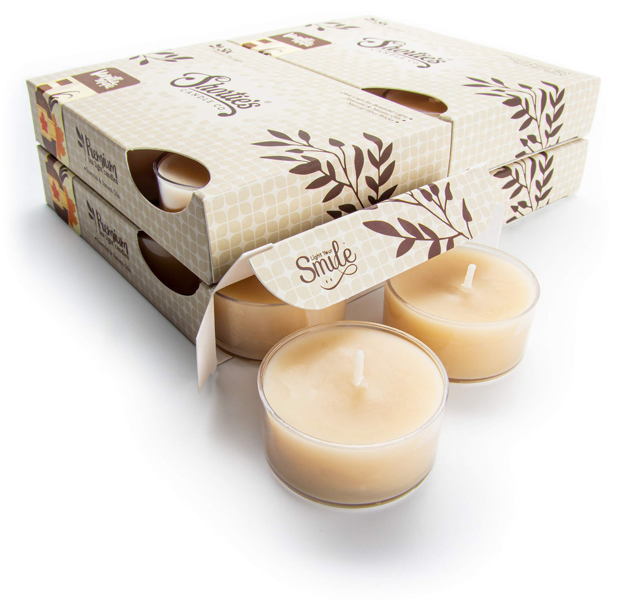 Vanilla Maple Premium Tealight Candles Bulk Pack - Highly Scented With Essential Oils - 24 Beige Tea Lights - Beautiful Candlelight - Made In The Usa - Bakery & Food Collection