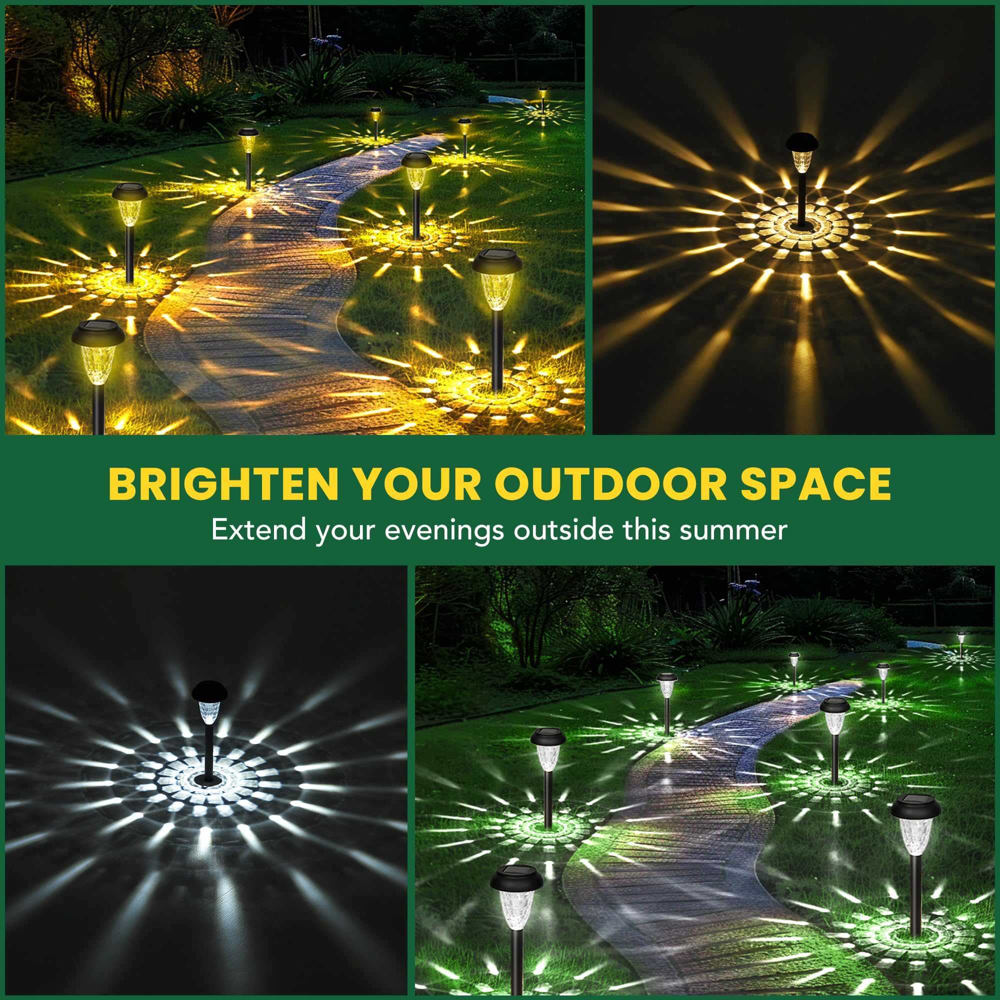 Gigalumi 12 Pack Solar Lights Outdoor Waterproof, Cool White Pathway Lights Solar Powered, Landscape Lighting, Solar Garden Ligh