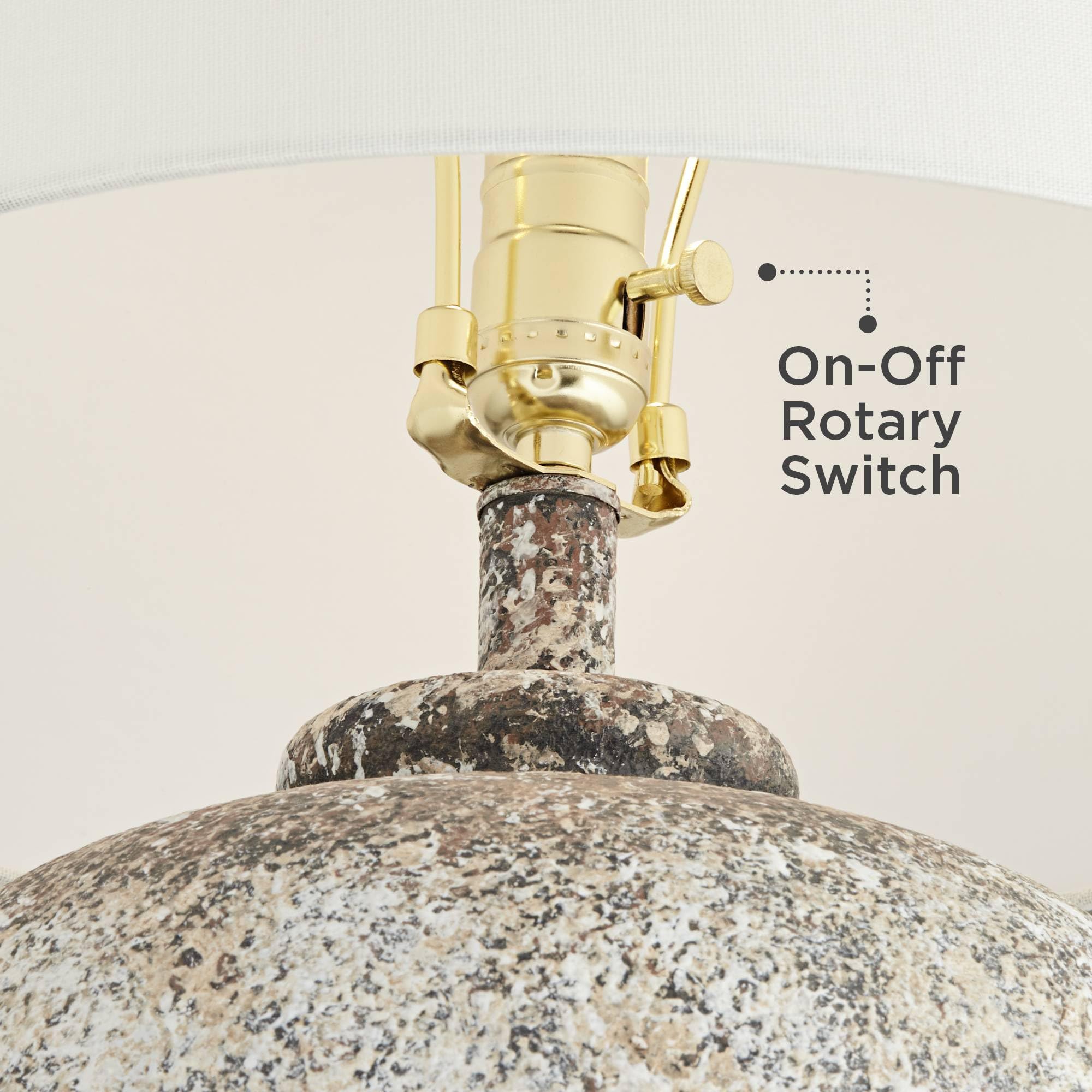 360 Lighting Astaire 27 Tall Urn Jar Farmhouse Rustic Table Lamp Weathered Vintage Finish Single Linen White Shade Living Room B