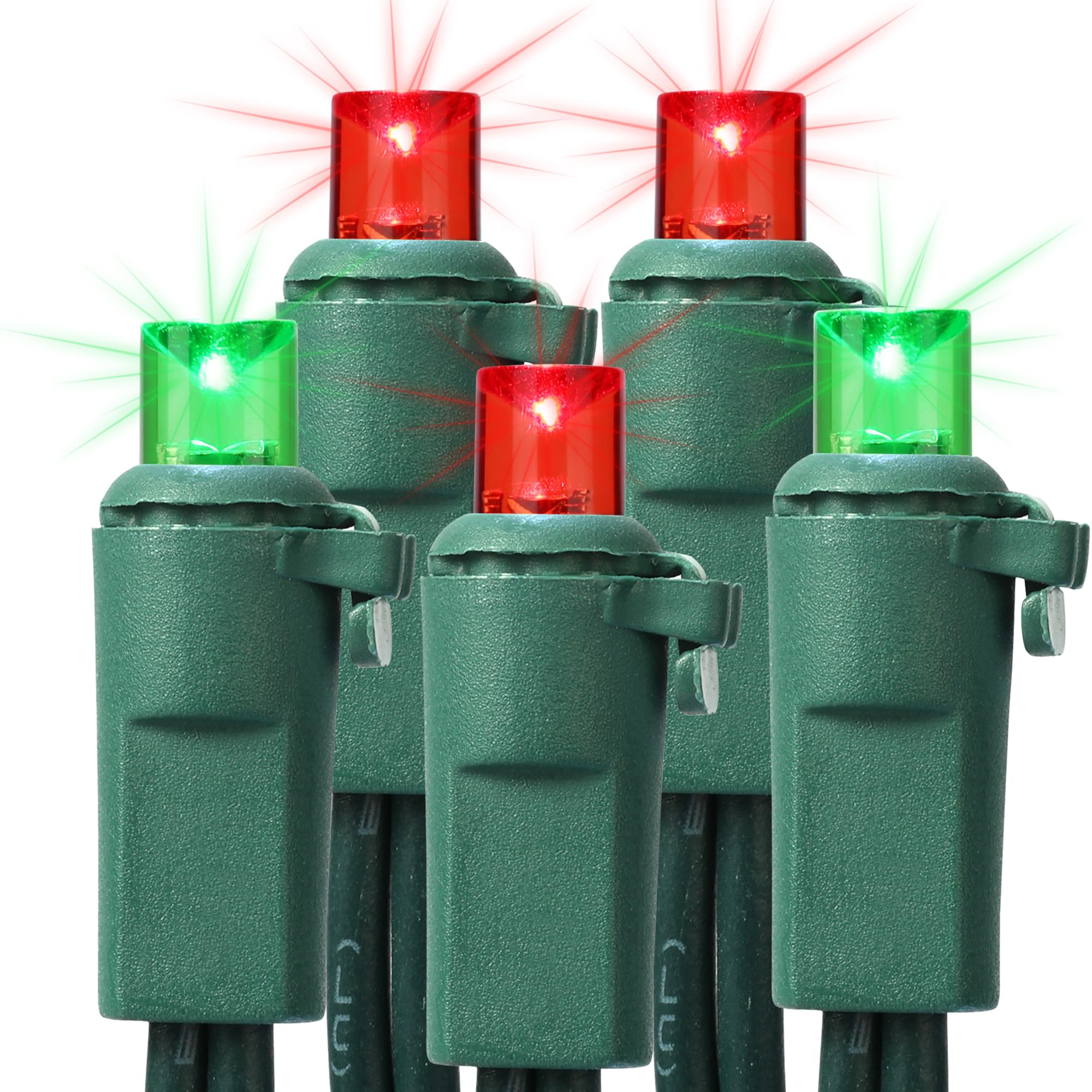 ODEETRONIC Red & Green Christmas Lights, 33ft 100LED Twinkle Christmas Lights, 5mm Wide Angle Mini Christmas Lights Connectable,