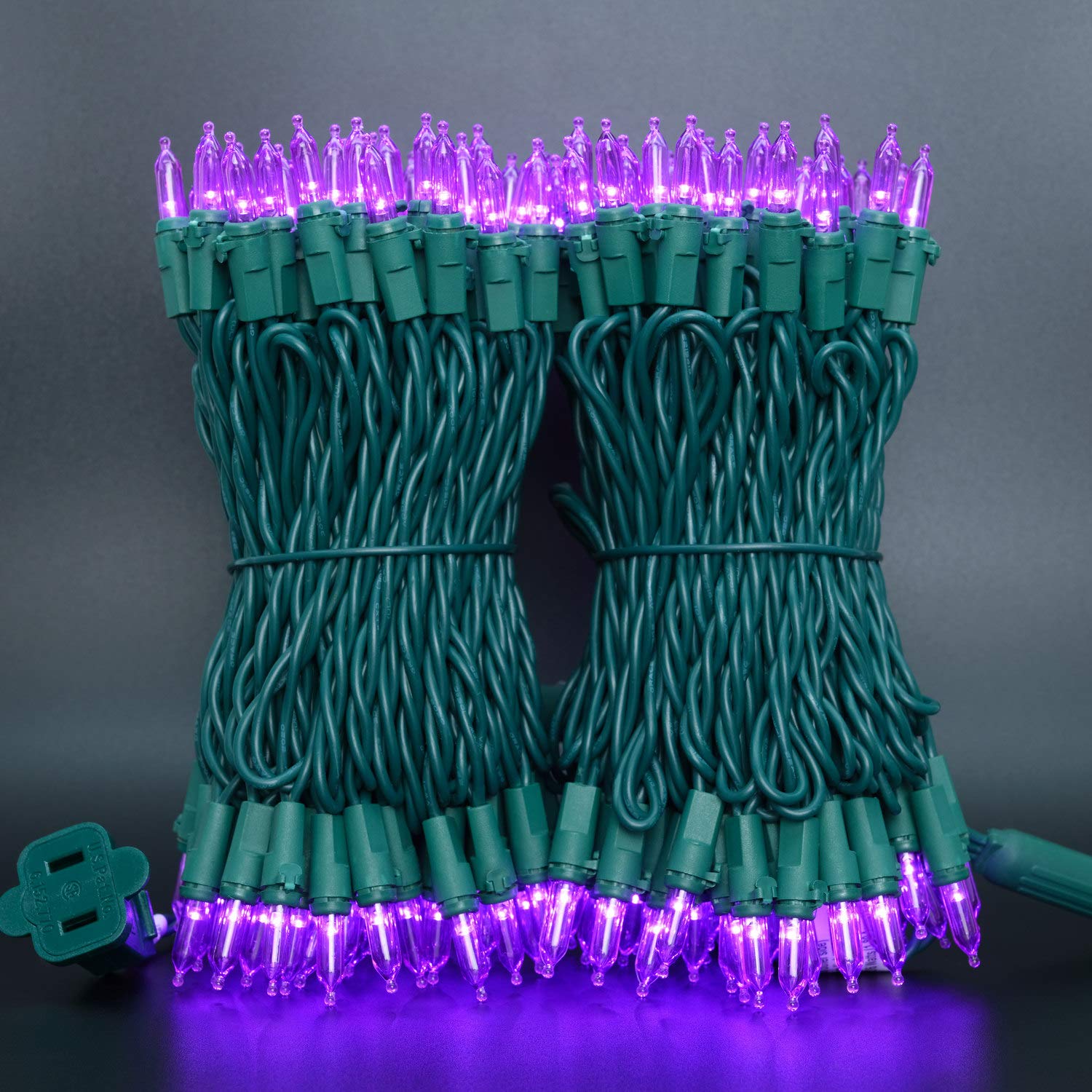 Yuletime Purple Led Christmas Lights 200 Count 50 Ft, Pack Of 2 Strands 25 Ft 100 Lights Ul Certified String Light Set (Purple)