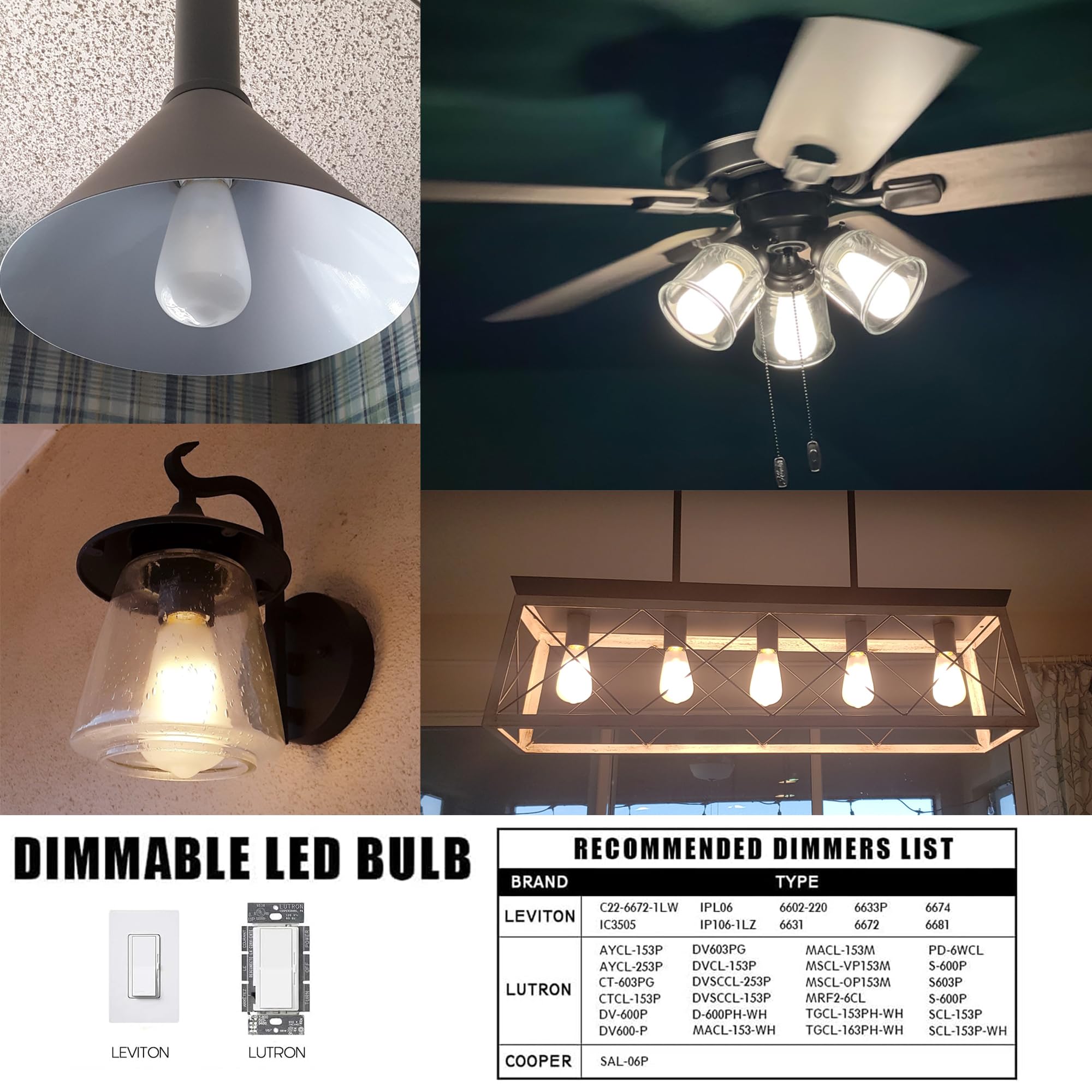 Homosum Dimmable E26 Frosted Led Edison Bulbs, 8W Equivalent 75W, 850Lm,Warm White 2700K,Ac120V,St58 Frosted Light Bulbs With 90