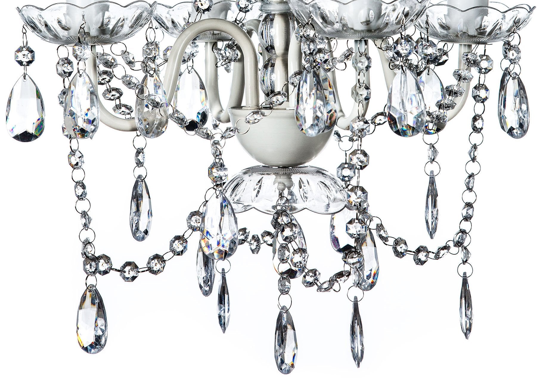 Gypsy Color 4 Light Flush Mount Chandelier, Crystal White, Acrylic Crystals, Metal Frame, H17.5”Xw15”, Model Sk-Zxkt-Gvy7
