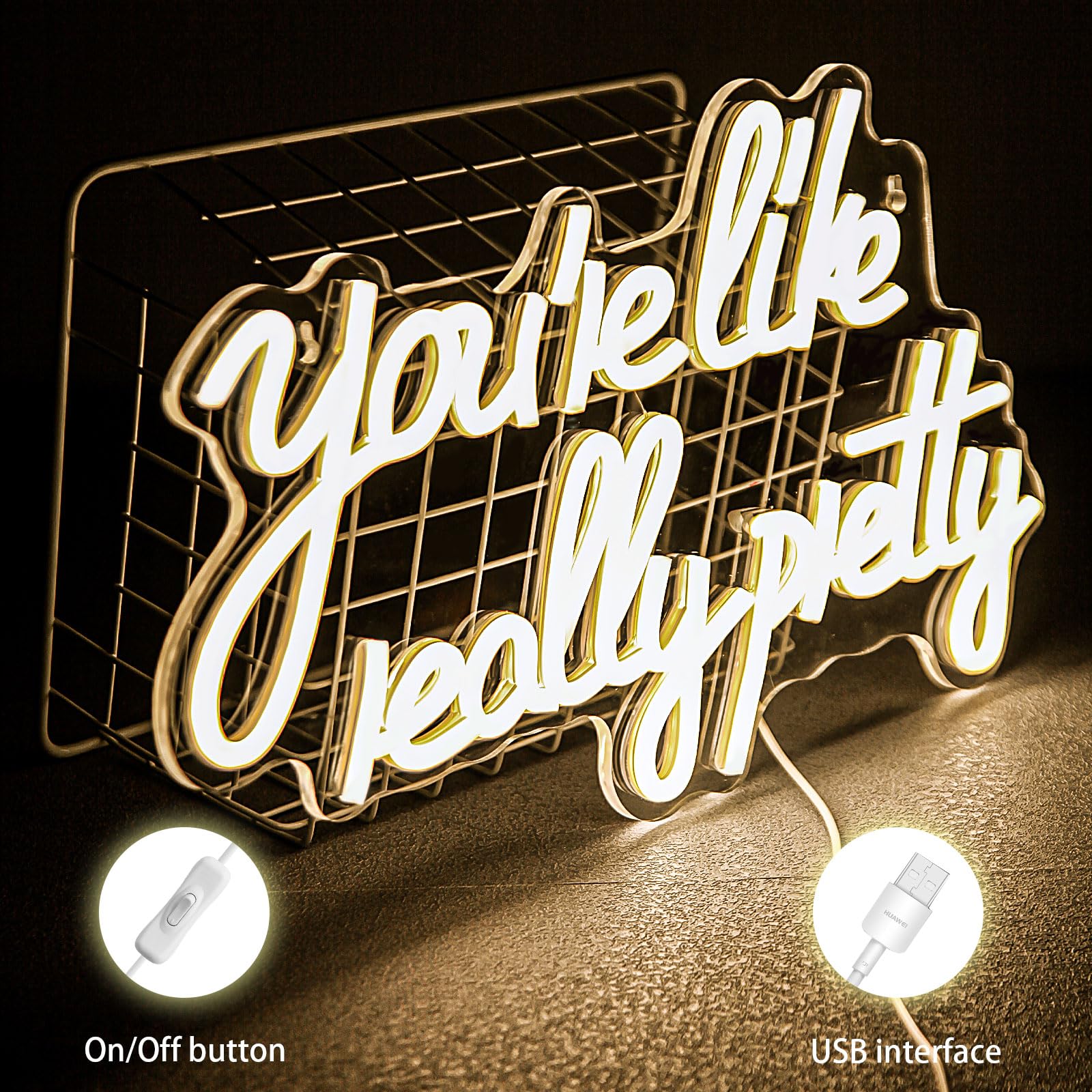 Gevbay Neon Wall Sign, LED Light for Decor, Warm White, 15.75 x 9.84 inches, Model GC-2401016, Dimmable, USB Powered