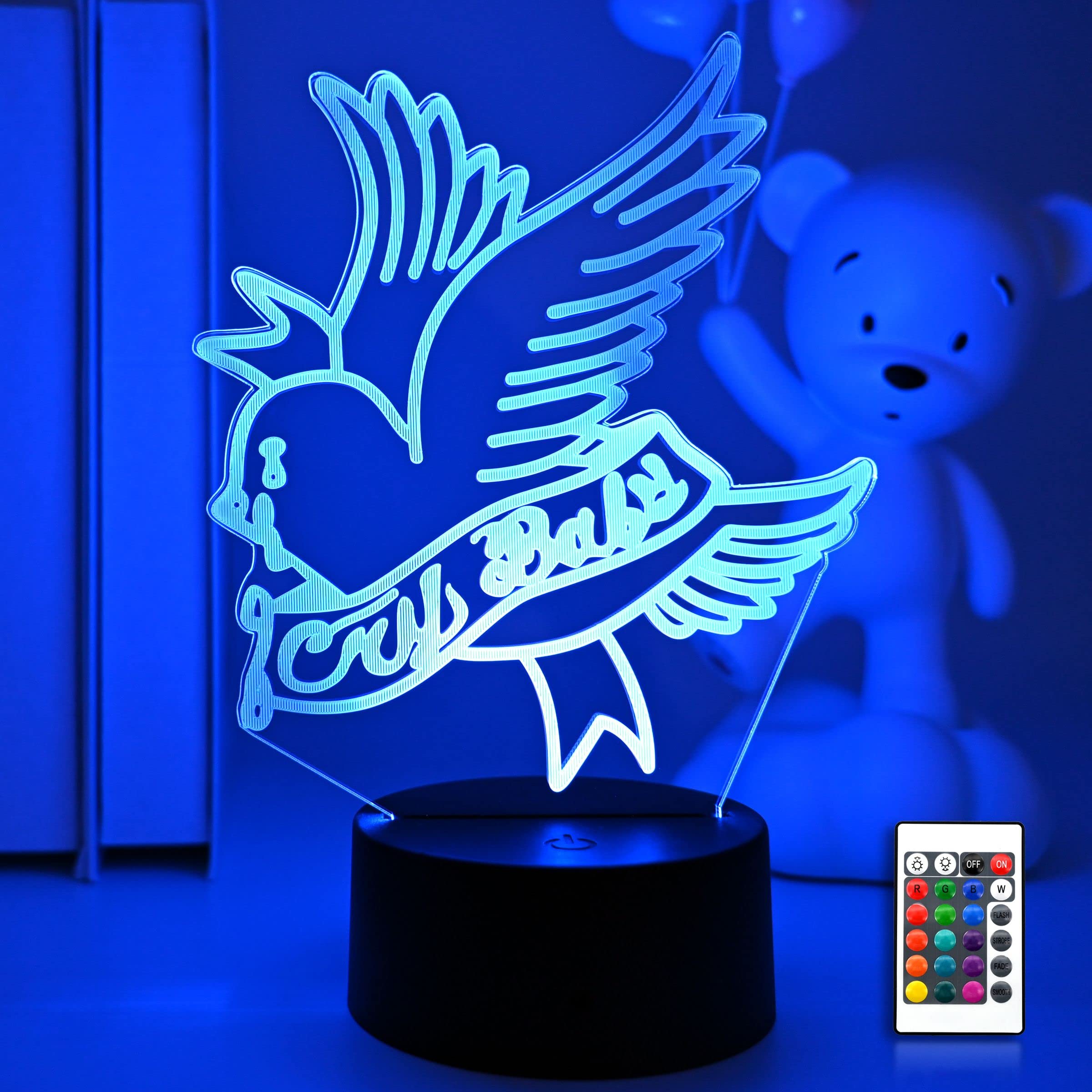 3D Night Light Rapper Lil Peep Led For Home Decoration Gift For Fans Bedroom Decor Light Led Sensor Color Changing Work Desk Lamp-Remote Control