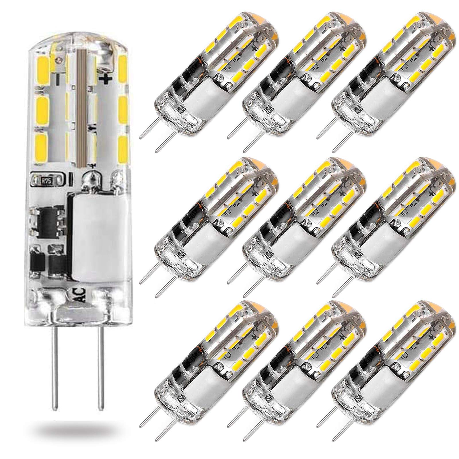 Dopkuss 10Pcs G4 Led Bulbs Jc Bi-Pin Base Lights 1.5W Ac/Dc 12V 10W-20W T3 Halogen Bulb Replacement Landscape Bulbs