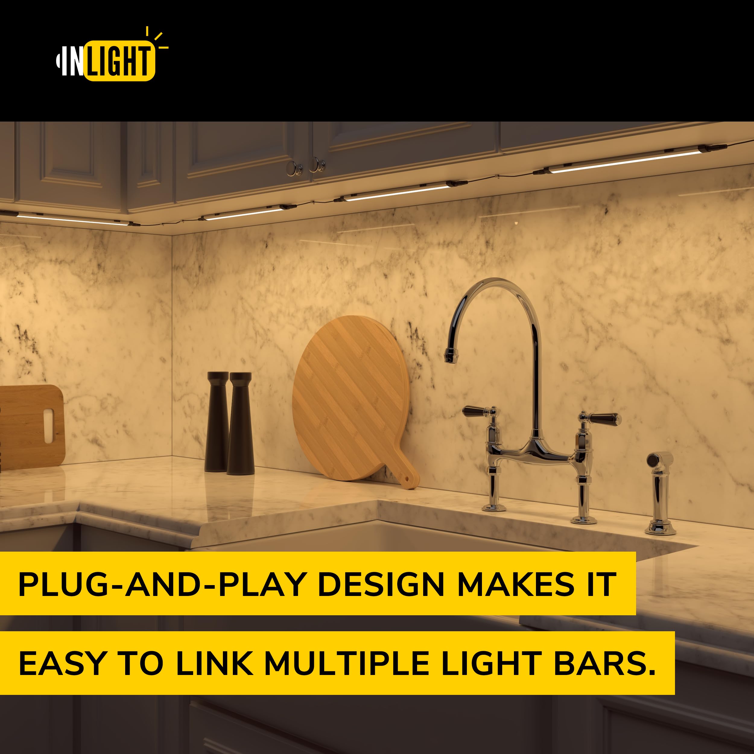 GETINLIGHT 12-inch LED Under Counter Lights, Soft White 3000K, 6-Light Pack, Metal, Model IN-0110-26-SN