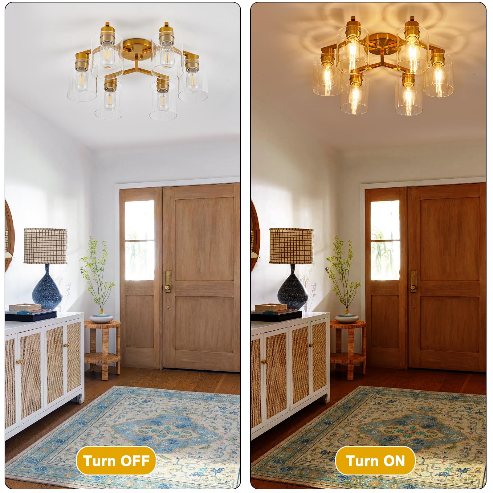 Kitchen Lighting Fixtures Ceiling Living Room Ceiling Light Fixture Gold Kitchen Ceiling Light Fixtures 6-Light Semi Flush Mount