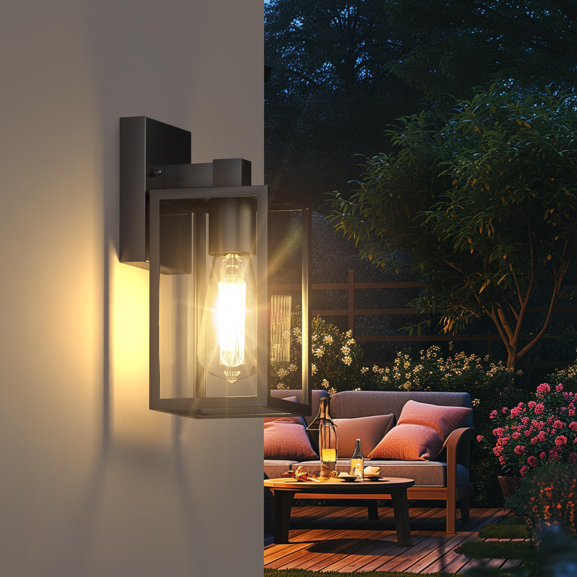 Wihtu Outdoor Sconce Lights - Waterproof Black Wall Lanterns, Metal, Model Wtwl161Ab2, 2 Pack For Garage & Doorway