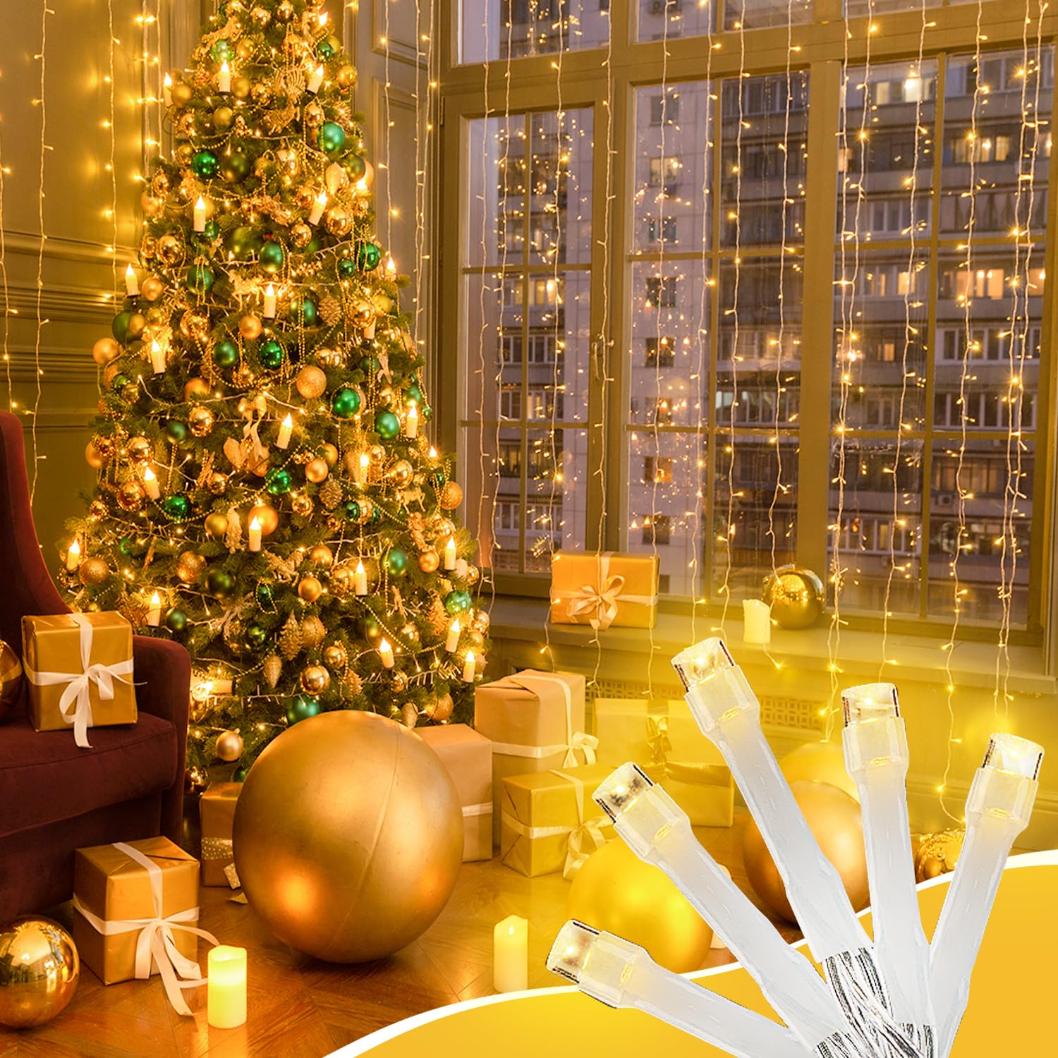 WASTROYAL Warm White LED String Lights - 210 LEDs, 70FT, Waterproof, Connectable, Model HCP153