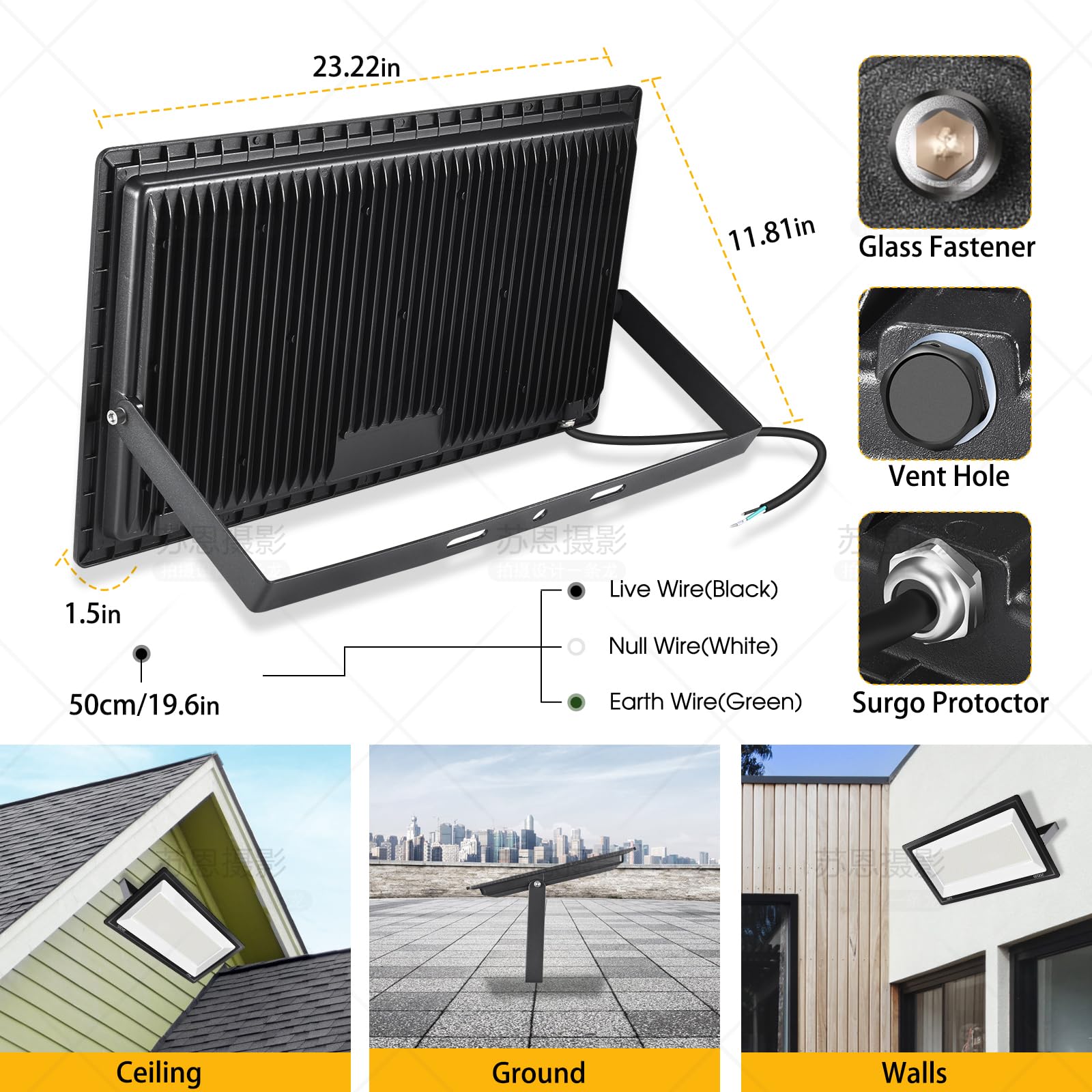600W 2Pack Led Stadium Flood Lights  (3050W Equivalent)67500Lm Super Bright Led Arena Outdoor Lights 100-277V Ip66 Waterproof 5000K Daylight White Commercial Lighting For Sports Fields And Counts