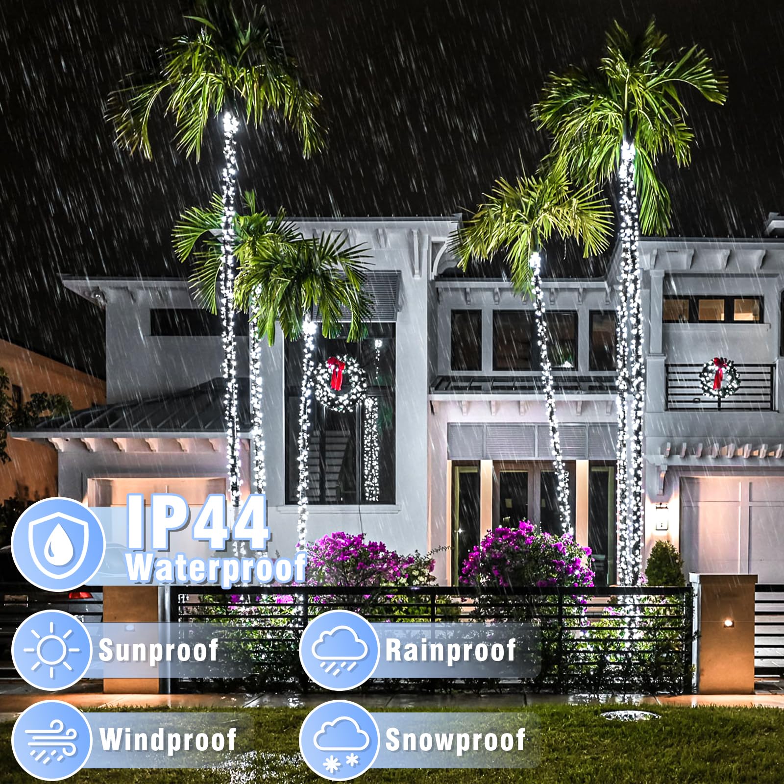 Nielfoi 800 Led Christmas Lights Outdoor Indoor  Christmas String Lights Indoor With 8 Modes Waterproof  Plug In Twinkle Fairy Lights Clear Wire For Xmas Tree  Patio  Wedding  Party Decor  White