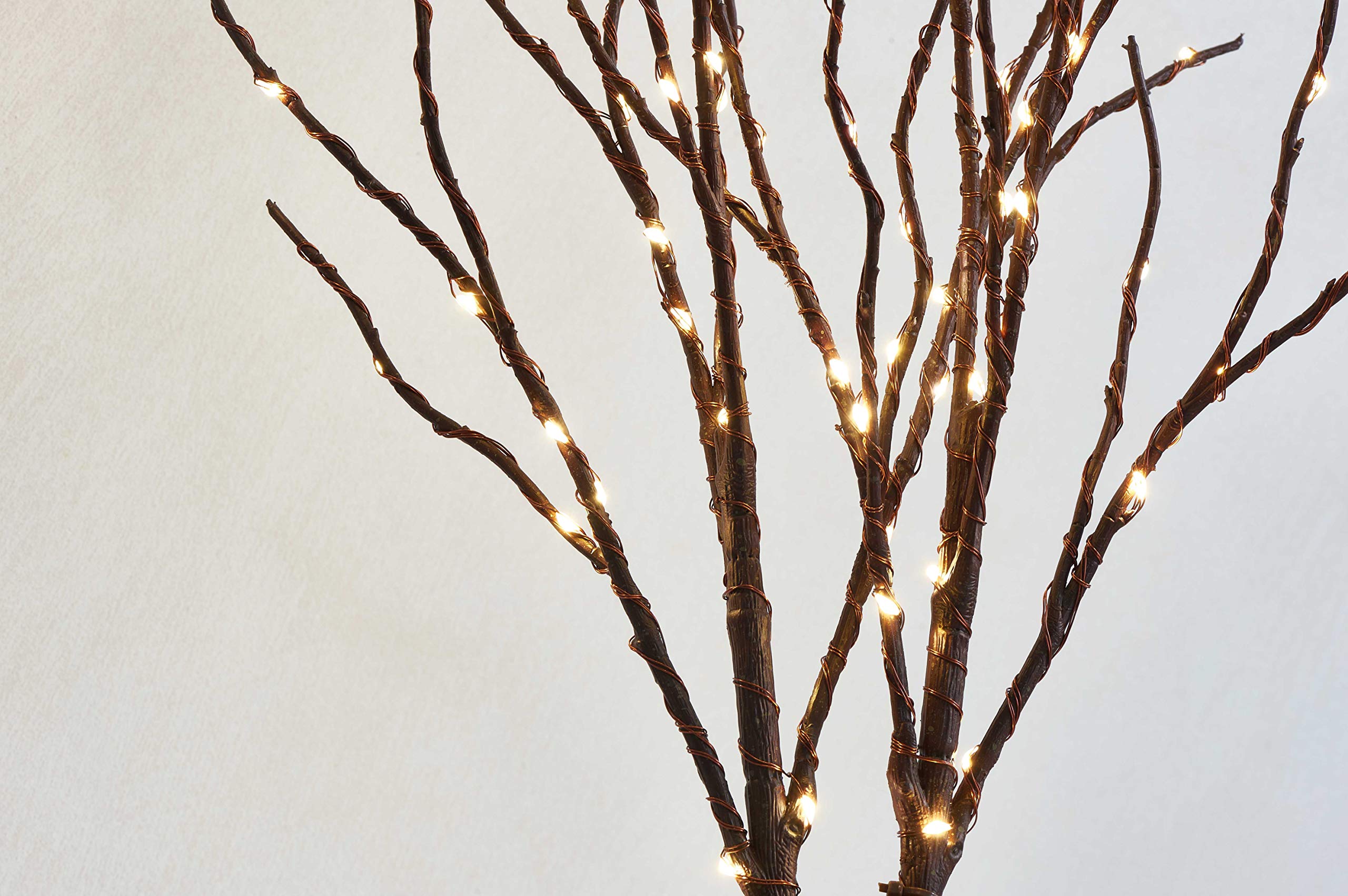 Fudios Lighted Branches 18IN 70 Warm White LED Twig Lights Battery Operated for Christmas Wedding Party Decoration, Brown, 2 Set