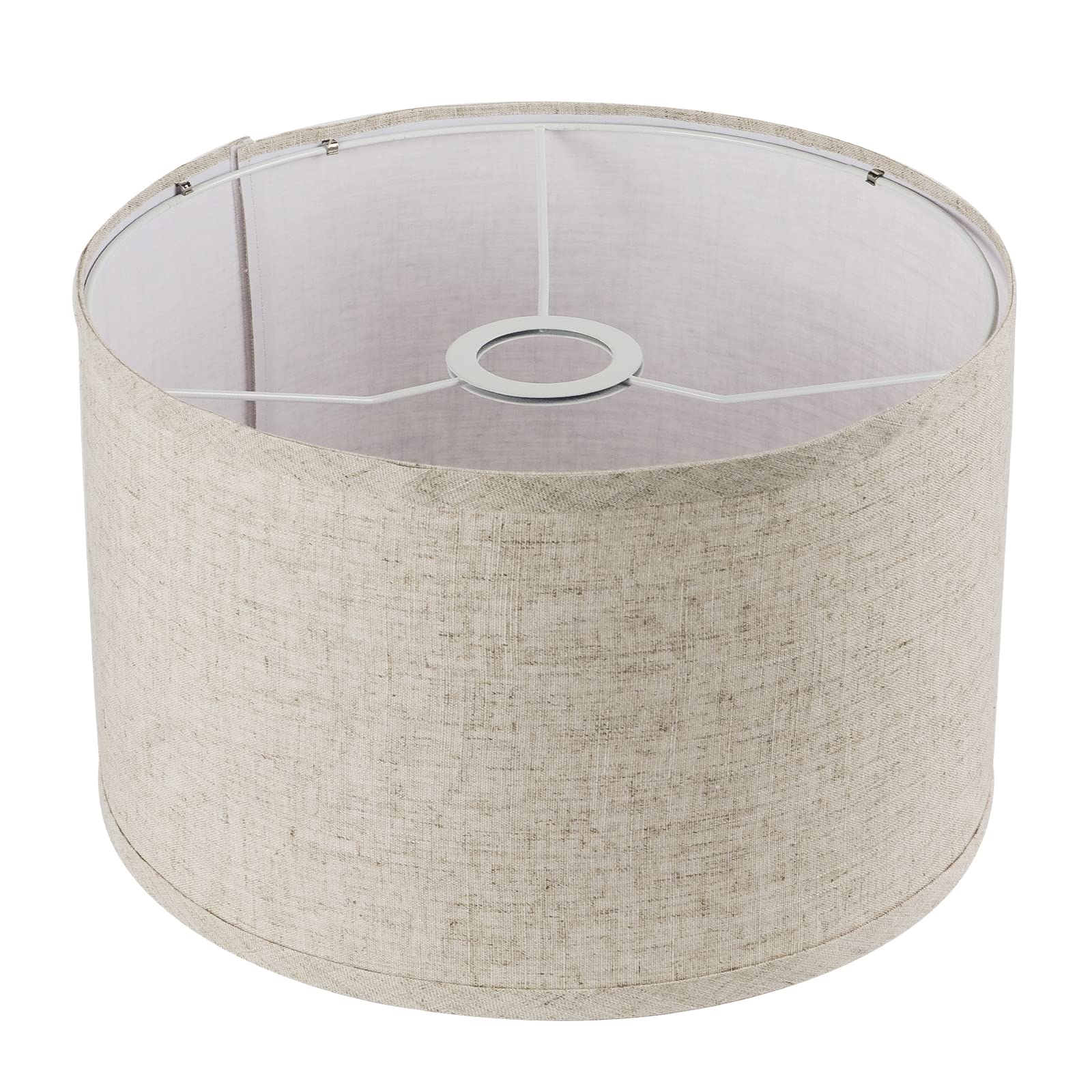 ROTTOGOON Fabric Drum Lampshade, Beige Linen, 11inx11inx8in, Assembly Required, Classic Modern Style, Spider Fitter, Model H-philwin-006