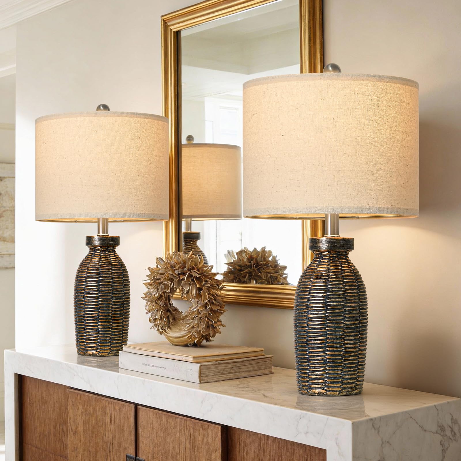 22.75 Table Lamps for Living Room Small Lamps for Bedroom Bedside Lamps Set of 2 Boho Lamps for Night Stands Nightstand Lamp Farmhouse Vintage Rustic Modern Side End Table Lamp Light Home Deco Gifts