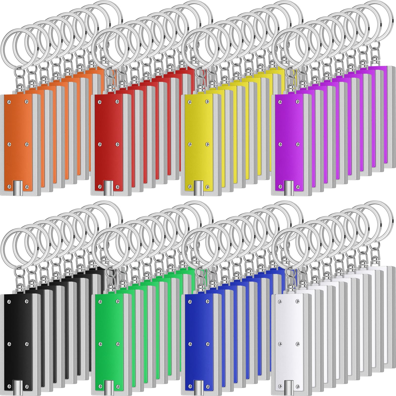Hicarer Mini LED Keychain Flashlights, 64 Pieces, Portable, Plastic, Multiple Colors, Model YM5339