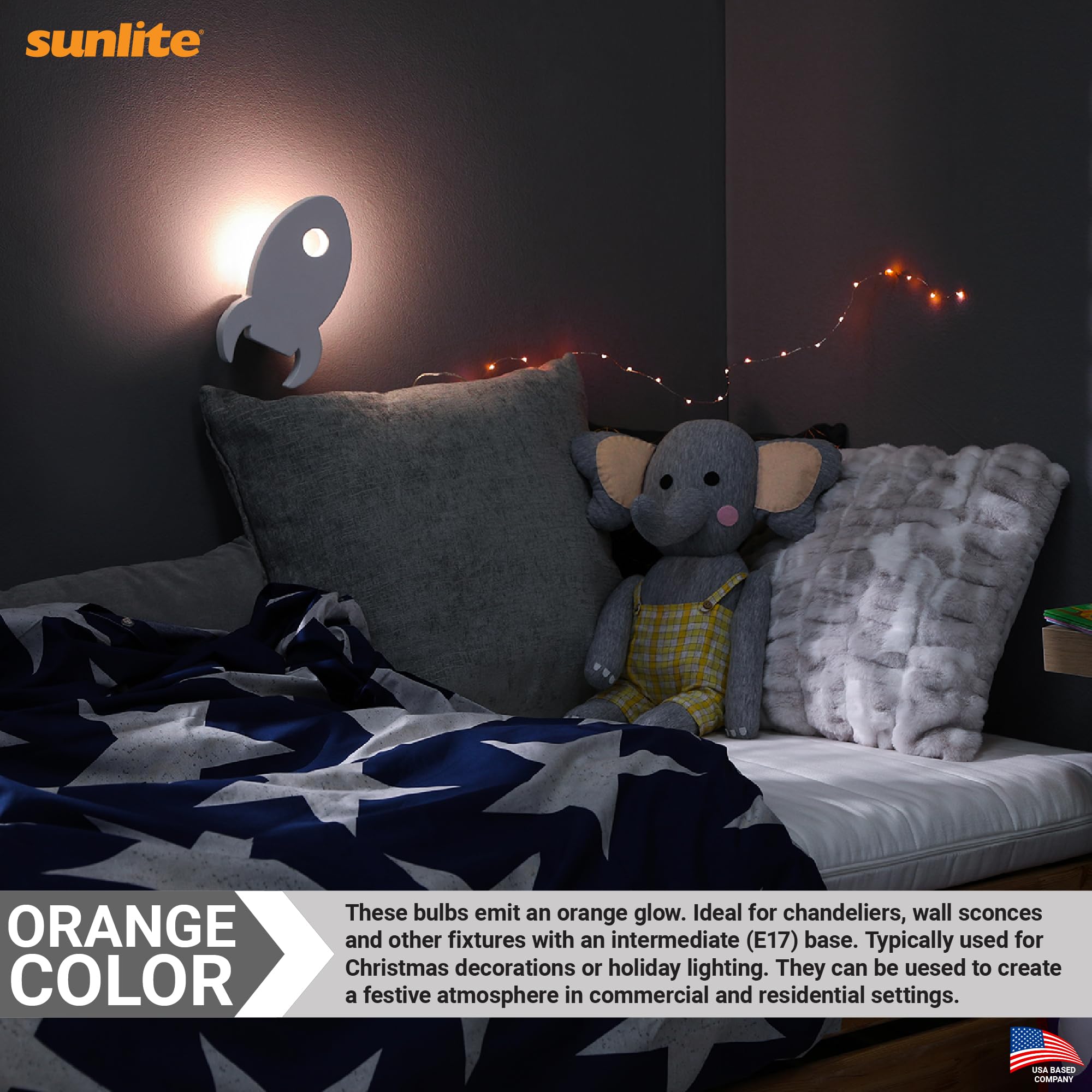 Sunlite Incandescent C9 Colored Night Light Bulb, 7 watts, 120 Volts, Intermediate E17 Screw Base, 2000 Rated Hours, Christmas-L