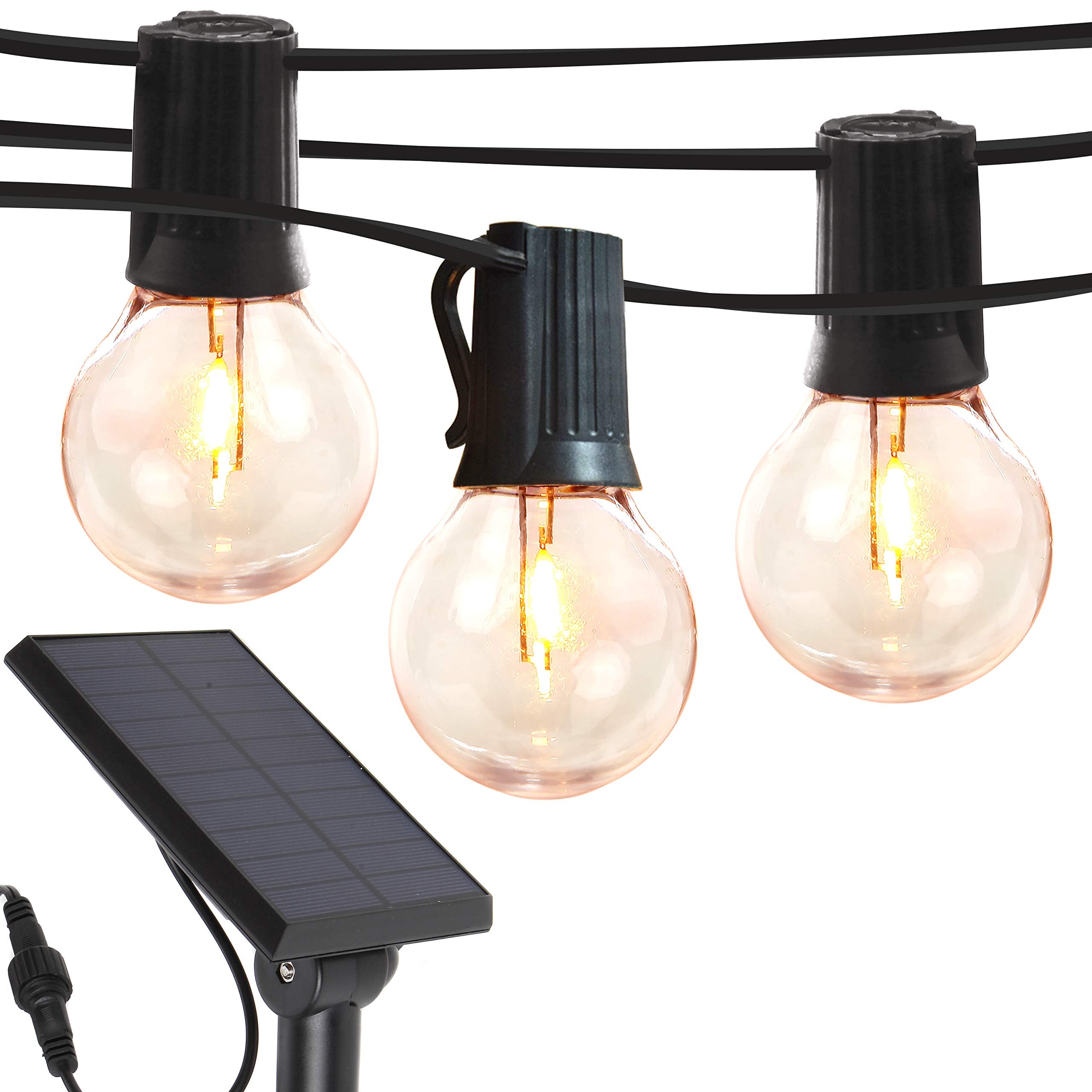 Brightech Ambience Pro Solar LED Outdoor String Lights - 27 Ft, Commercial Waterproof, Soft White, Model B07MLSM1BS