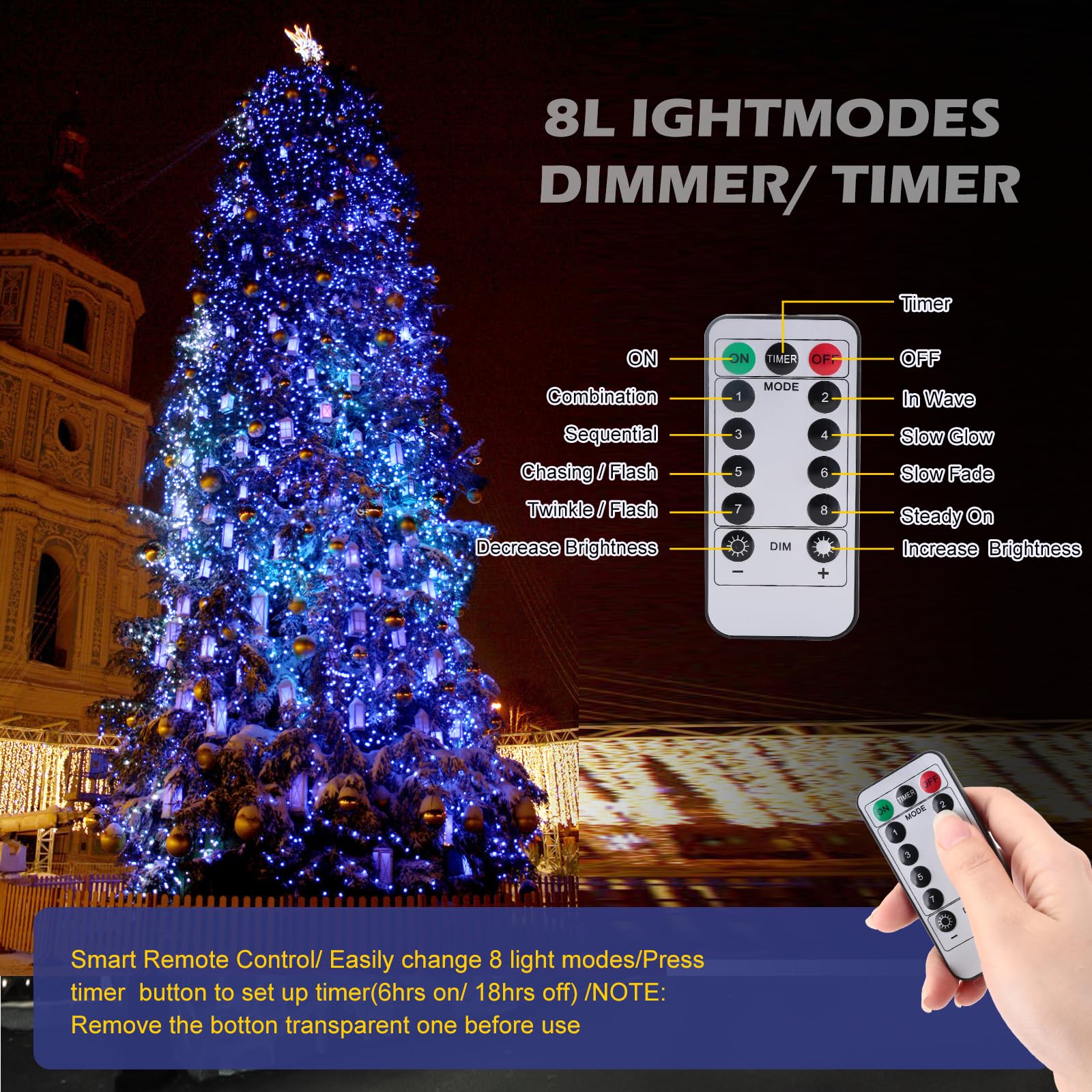 Ehome String Lights, Usb Fairy Lights Plug In 33 Ft 100 Led Twinkle String Lights Silver Wire Lights With Remote And Timer 8 Modes Outdoor Indoor Waterproof Starry Lights Diy Party Wedding, Blue