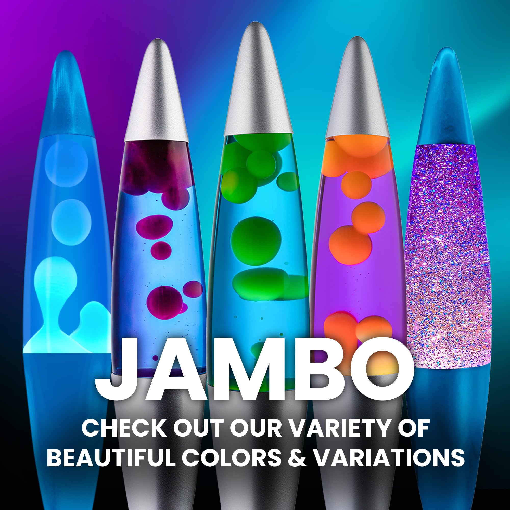 Jambo 16-Inch Liquid Lamp | Silver Base, Purple Liquid, Pink Wax | Model 55000