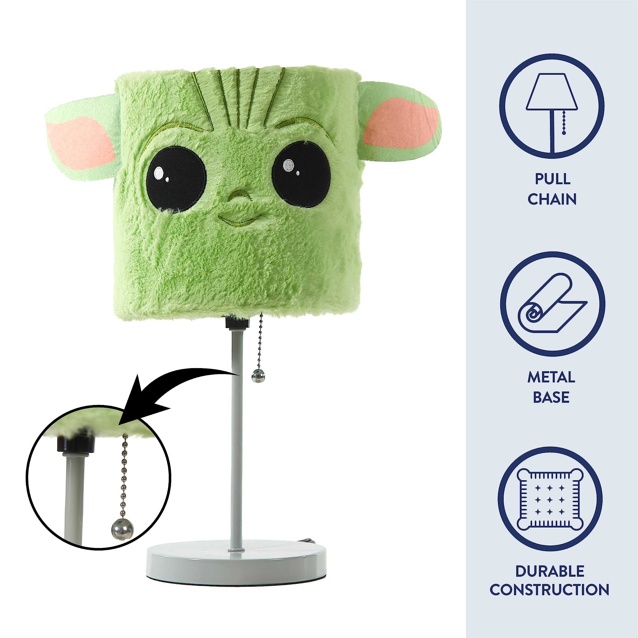 Idea Nuova Star Wars Mandalorian Plush Shade Table Lamp, Green, Model NK330458, Metal Material