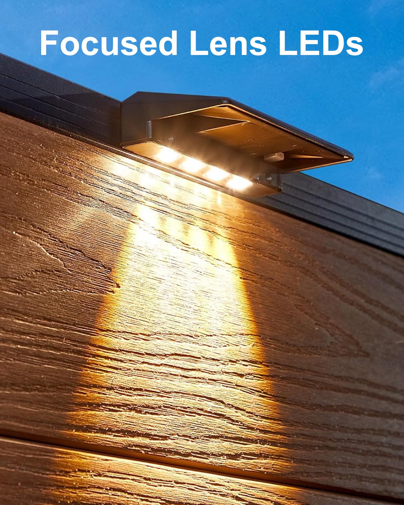 8Pack Brighter Solar Lights For Fence, 300Lumes Solar Fence Lights Outdoor Waterproof Led With 4 Focued Lens, Ip65 Waterproof Solar Step Lights With 2 Brightness For Wall Deck Backyard Patio Decor