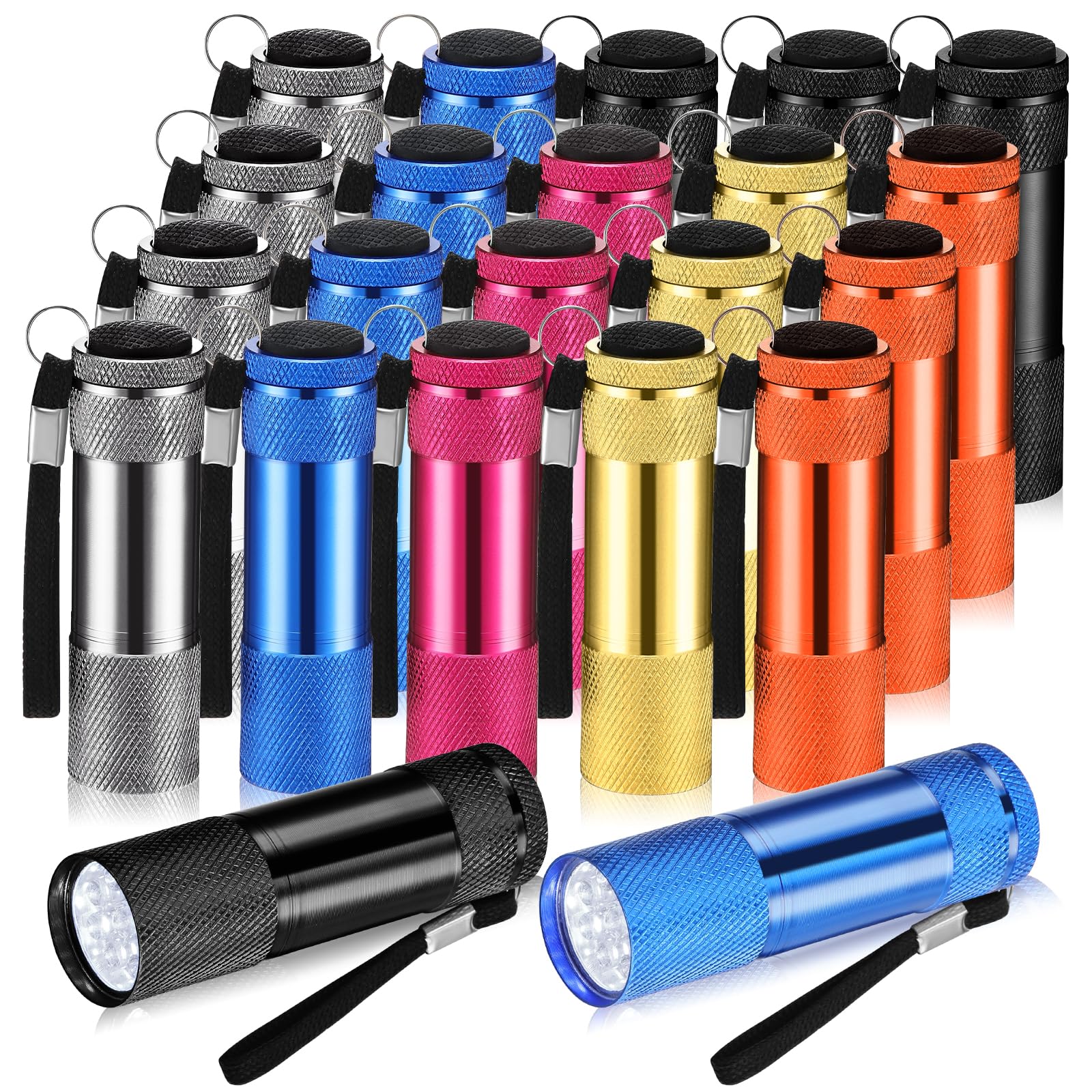 VIHOSE Mini Flashlights Bulk - 20 Pcs Aluminum LED Handheld Flashlights with Lanyard, Compact for Camping, Hiking, Night Reading, Novel Color