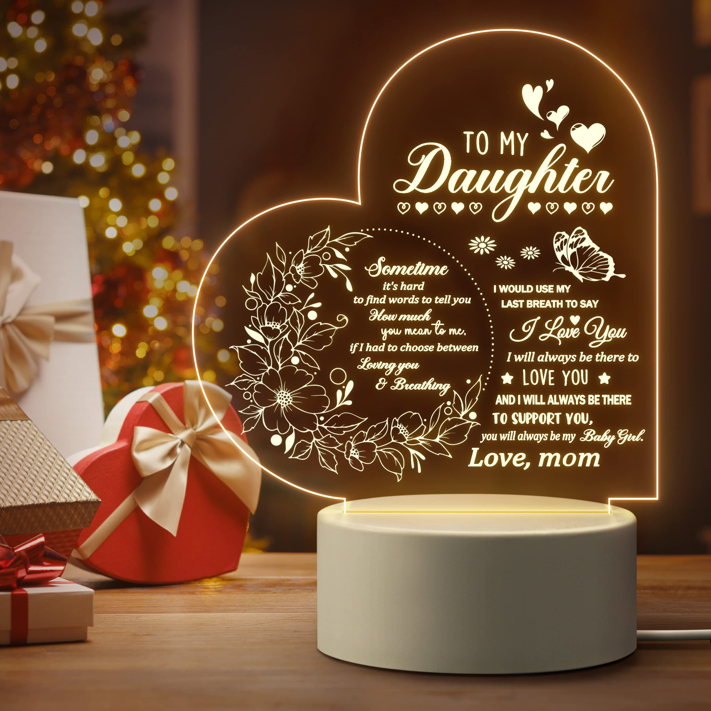 Quaintir Acrylic Night Lamp For Daughter - Perfect Gift For Mother'S Day, Graduation, Wedding, & Christmas