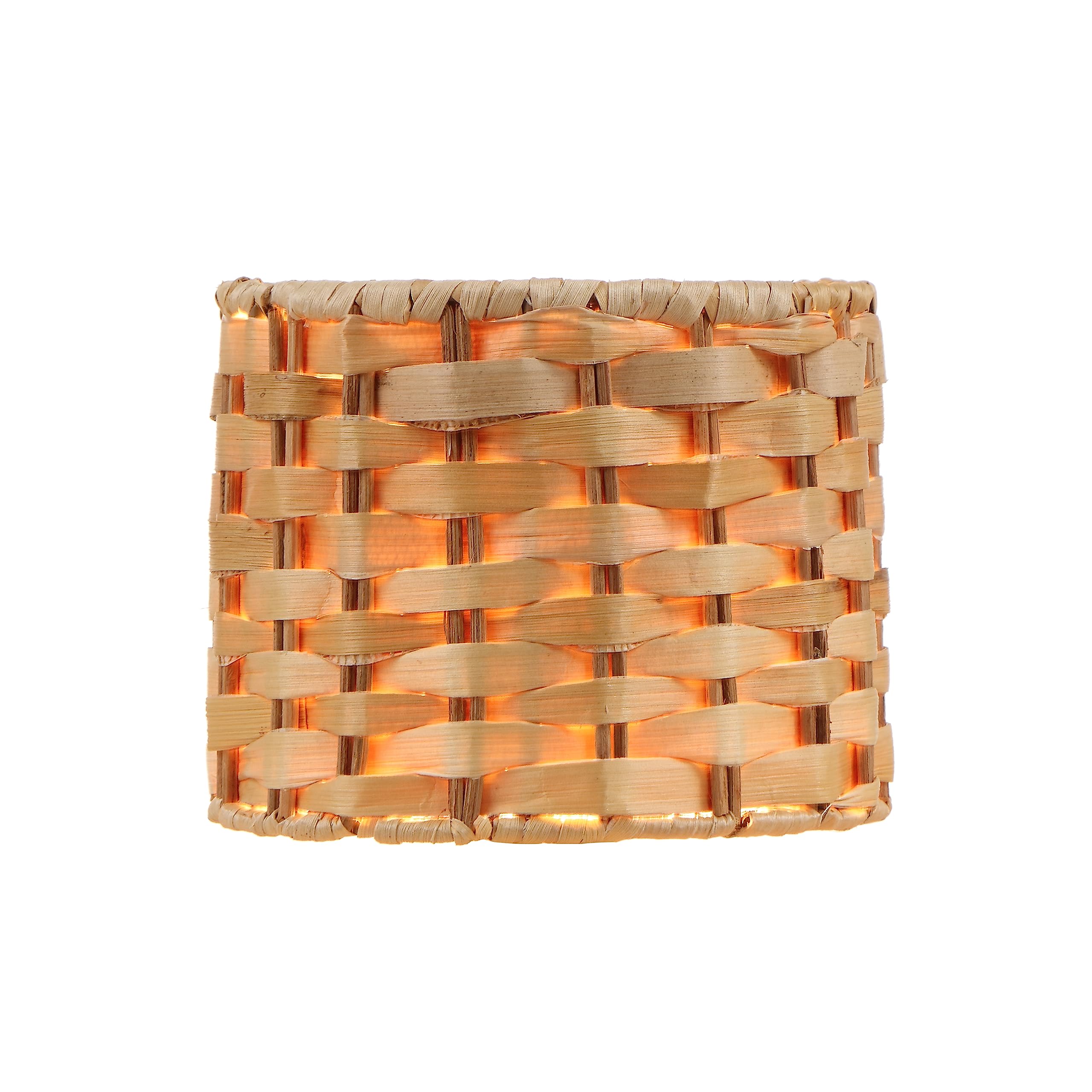 Aspen Creative 50501-1, Drum Clip-On Chandelier Lamp Shade, Natural Banana Leaf, 5&quot; Top X 5&quot; Bottom X 4&quot; Slant Height