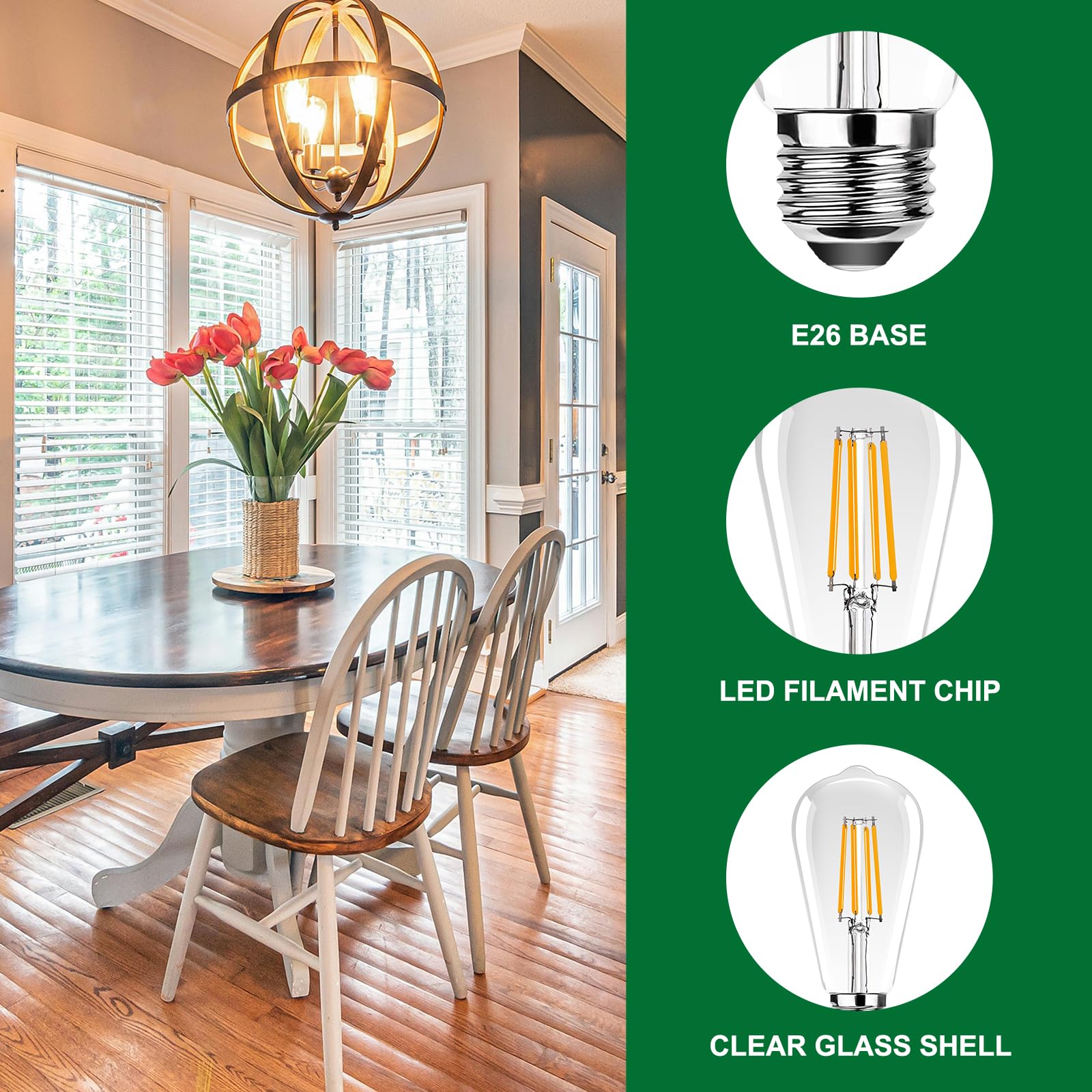 Procrus St19 Vintage Led Edison Bulbs,25W Equivalent Outdoor Led Light Bulbs,Antique St64 Led Filament Bulb E26 Base,2.5W Warm W