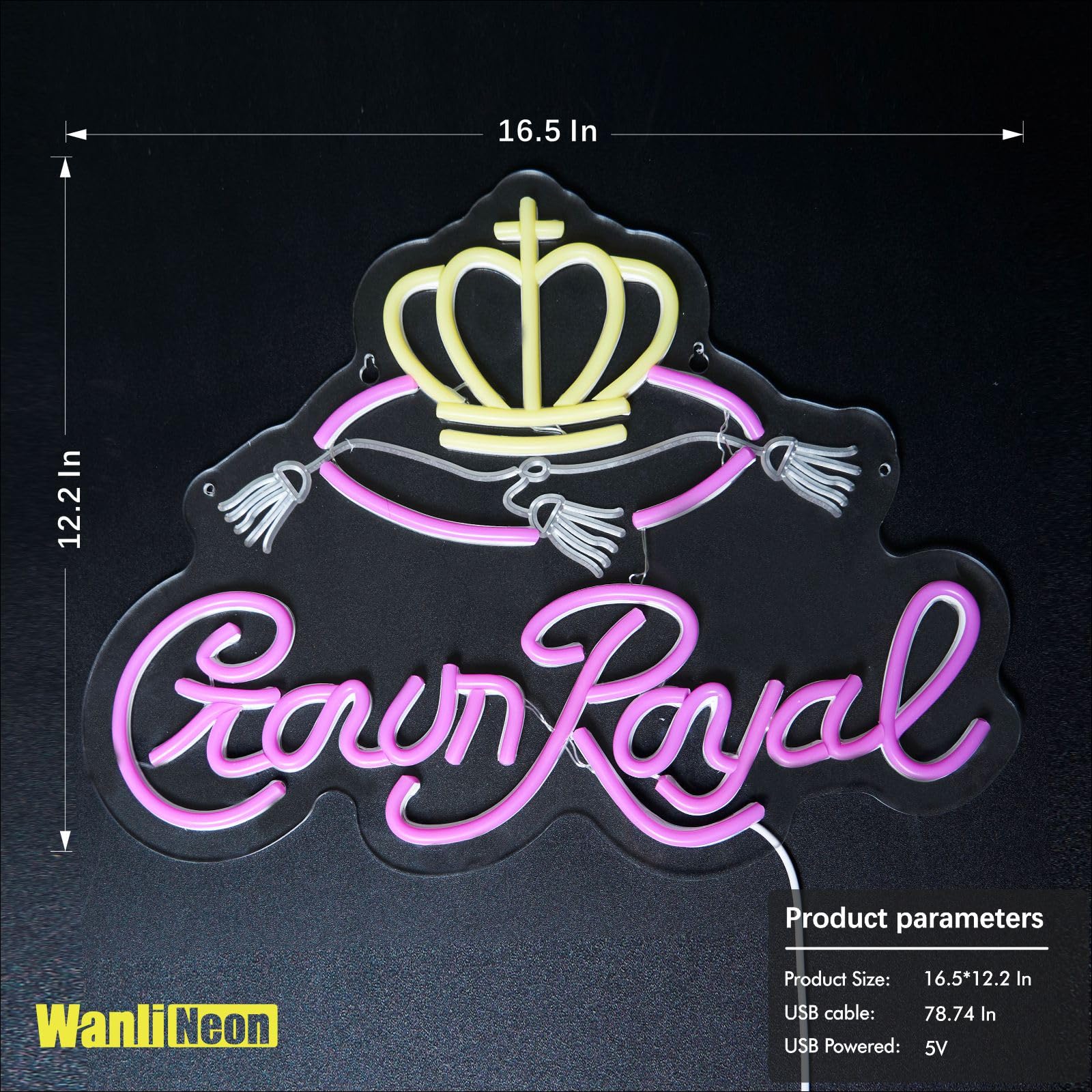 Crown Neon Sign For Bar Wall Decor, Royal Beer Lights Signs Whiskey Led Sign For Bar Man Cave Bedroom Home Bar Shop Pub Bistro Party Hotel Game Room Decor Gifts, Usb Powered