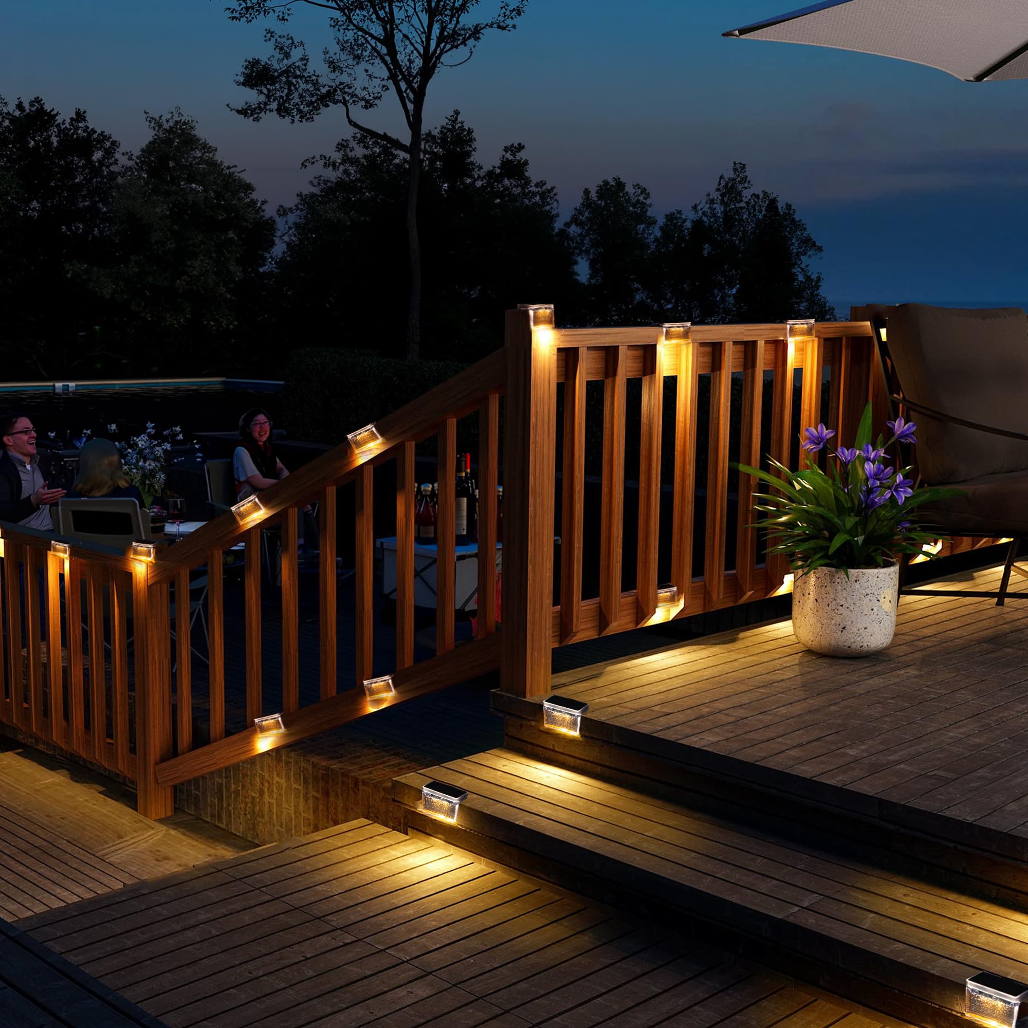 TIJNN Solar Deck Lights Outdoor, Outdoor Lighting, Waterproof LED Fence Light. Waterproof Led Solar Lights for Outdoor Stairs, S