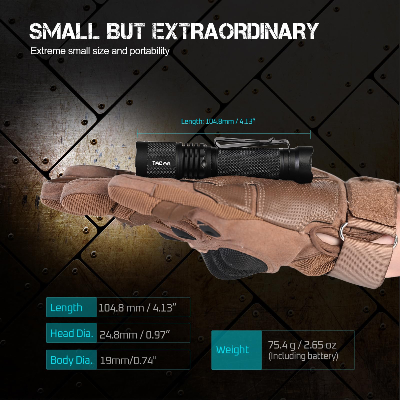 Acebeam Tac Aa 2.0 Longest-Range Aa Flashlight 280 Meters, 1000 High Lumens Tactical Edc Flashlight Rechargeable, 6 Modes Pocket