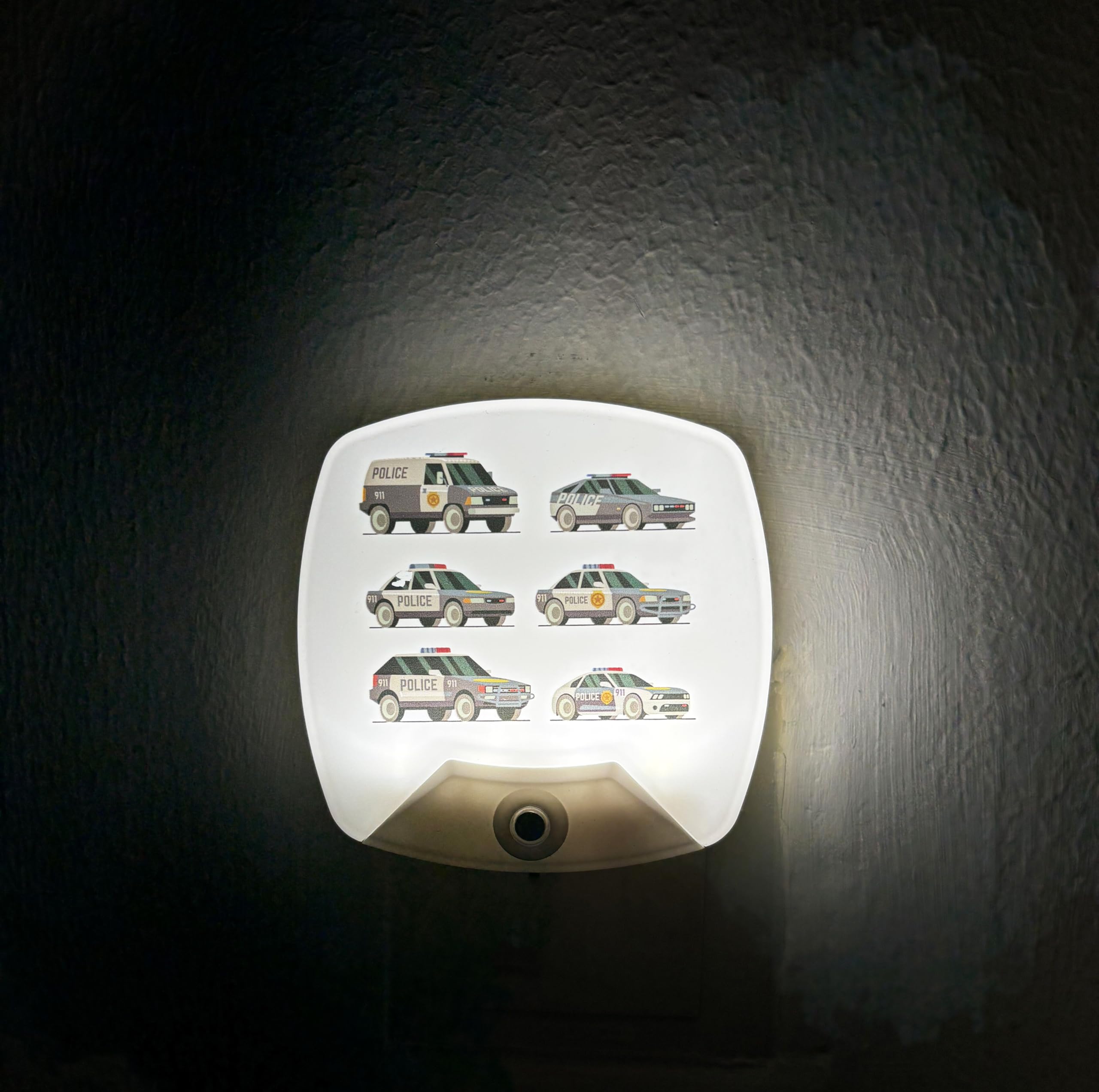 2 Pack - Cartoon Car LED Plug-in Night Light for Kids - Wall Lamp Take Good Care Children Sleep Light Sensor Auto Controlled Nig