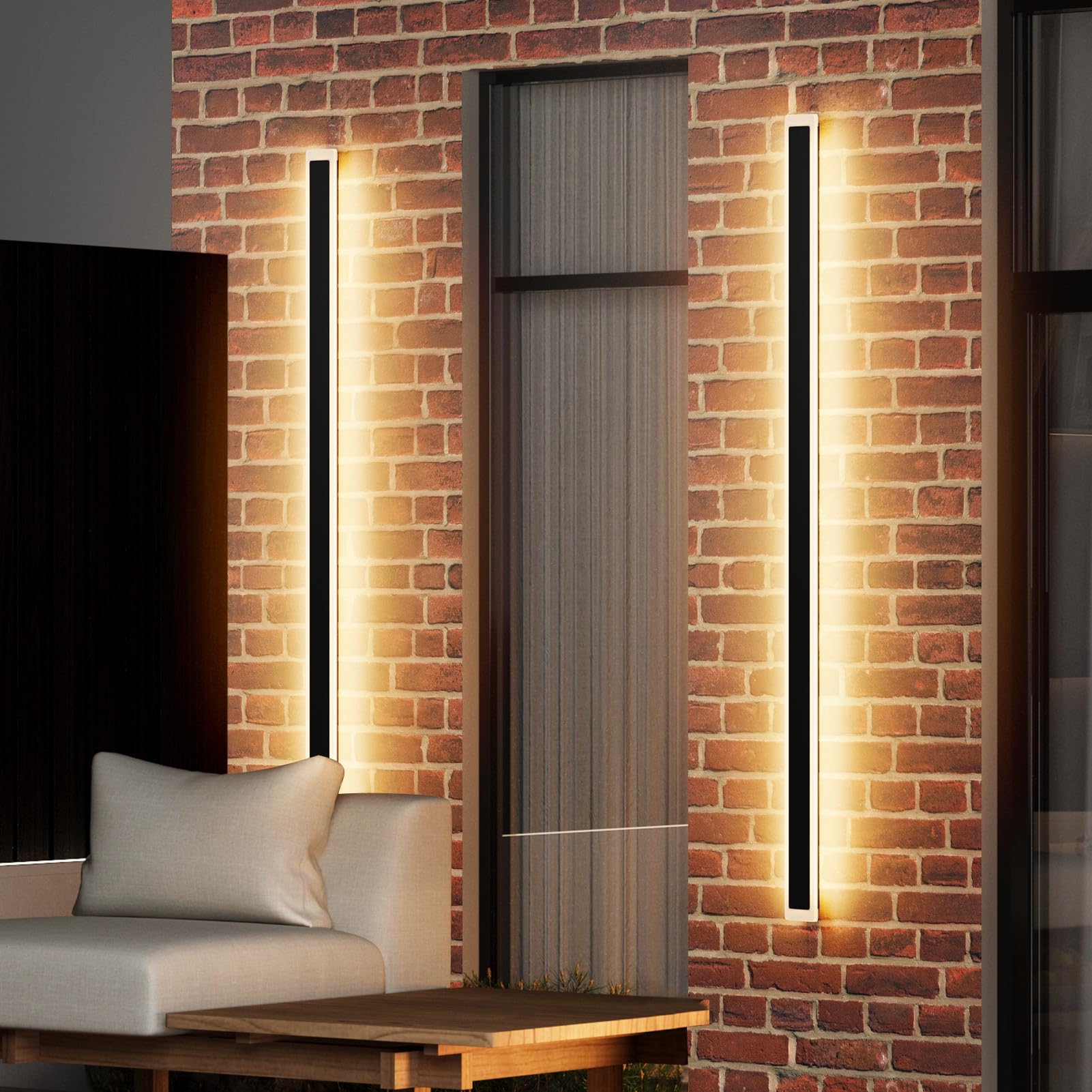 Aipsun LED Outdoor Wall Light Fixtures, Black Exterior Wall Sconces 3000K,23.6inch Modern Porch Patio Wall Light Fixture for Hou