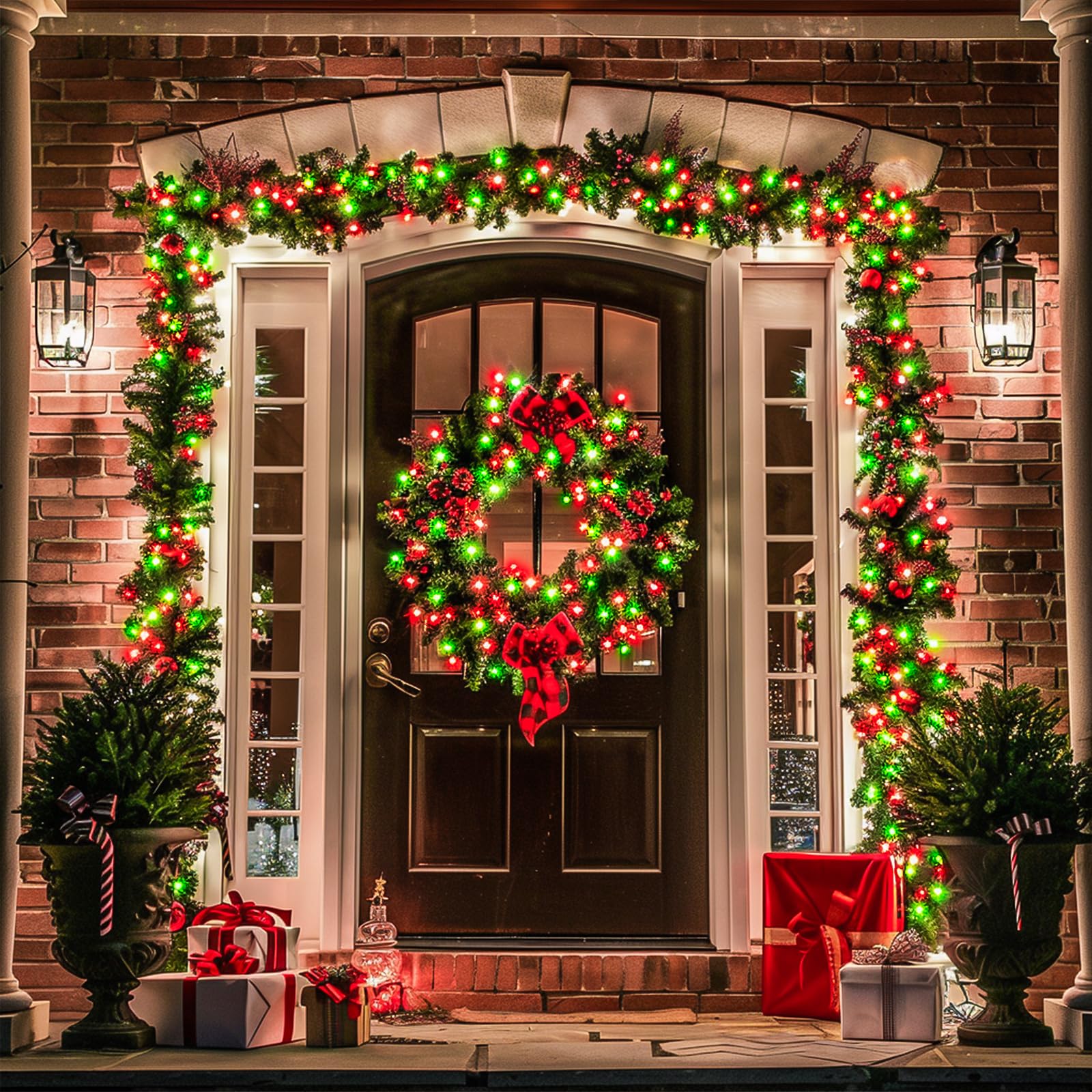 Jmexsuss 200 Led Red White And Green Christmas Lights Outdoor  66Ft String Lights Indoor Clear Wire  Christmas Tree Lights Plug In For Bedroom Tree Christmas Party Decorations