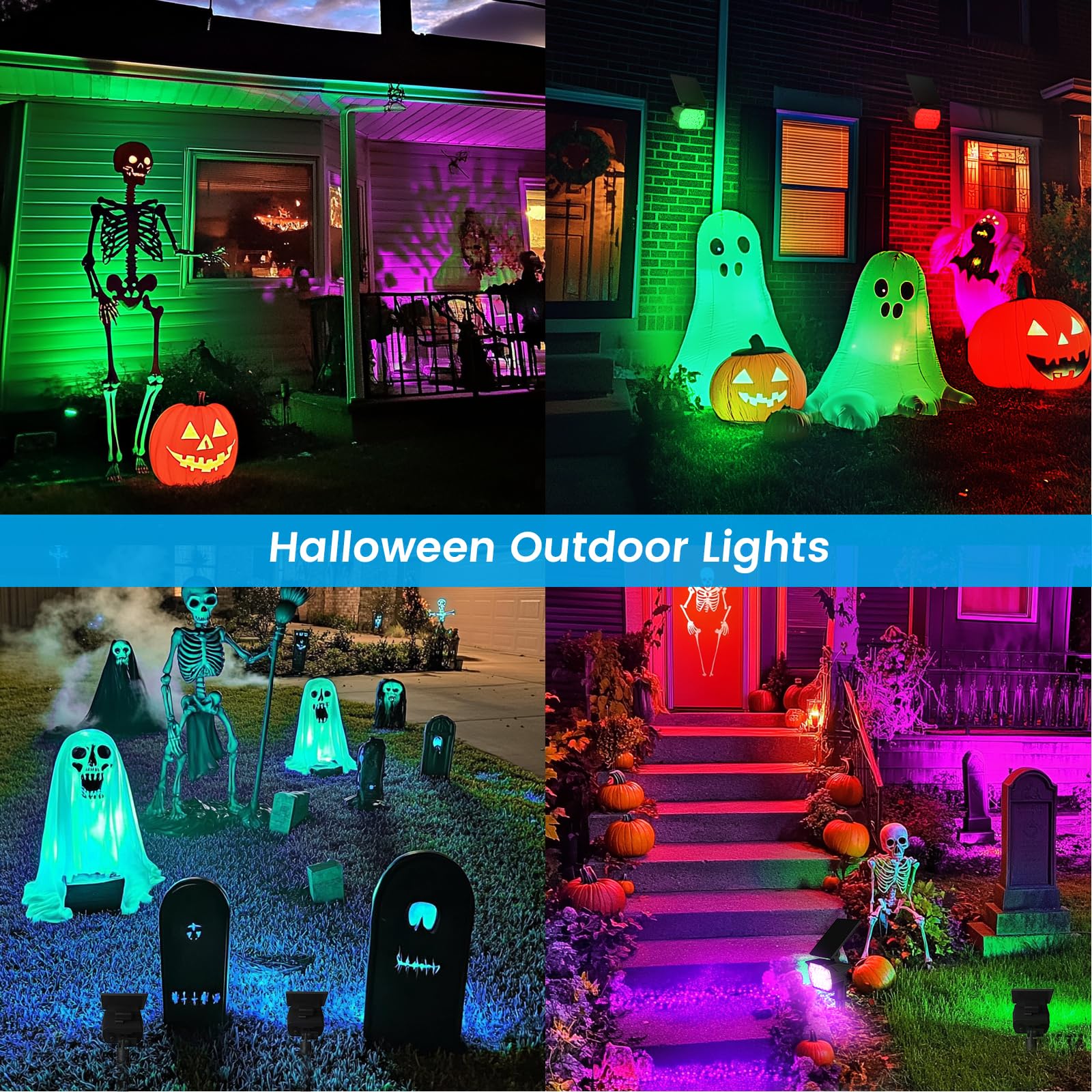 Volisun Solar Spot Lights Outdoor Waterproof Ip67, 27 Led With 6 Colors Changing Solar Lights Outdoor Spotlights Auto On/Off Sol