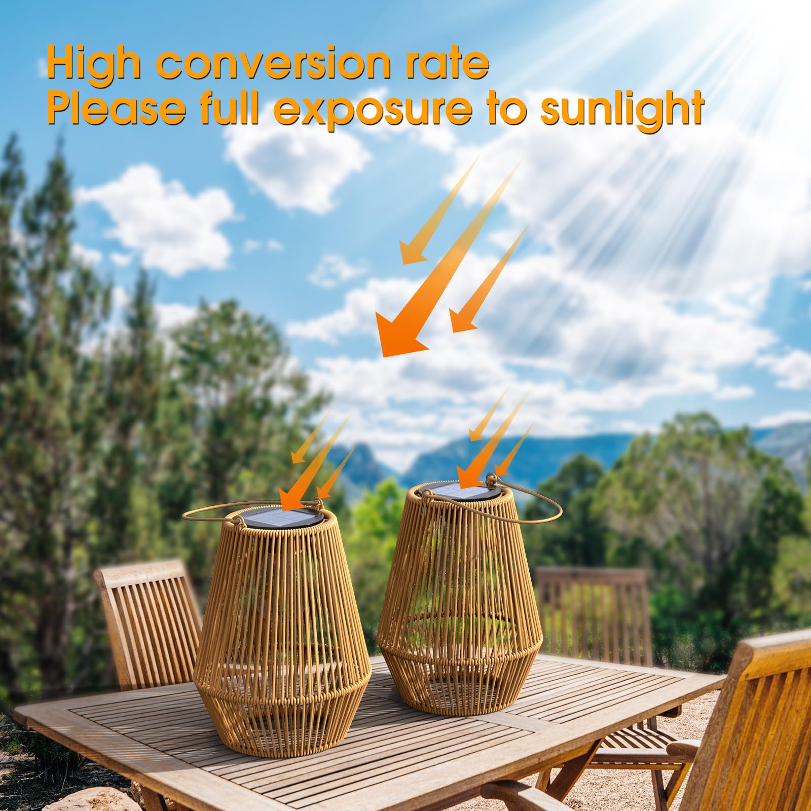 KagoLing Solar Lanterns Outdoor Waterproof Metal Lights, 2 Pack, Khaki, Model HandLan-02 for Garden, Yard, Patio, Porch, Lawn, Pathway