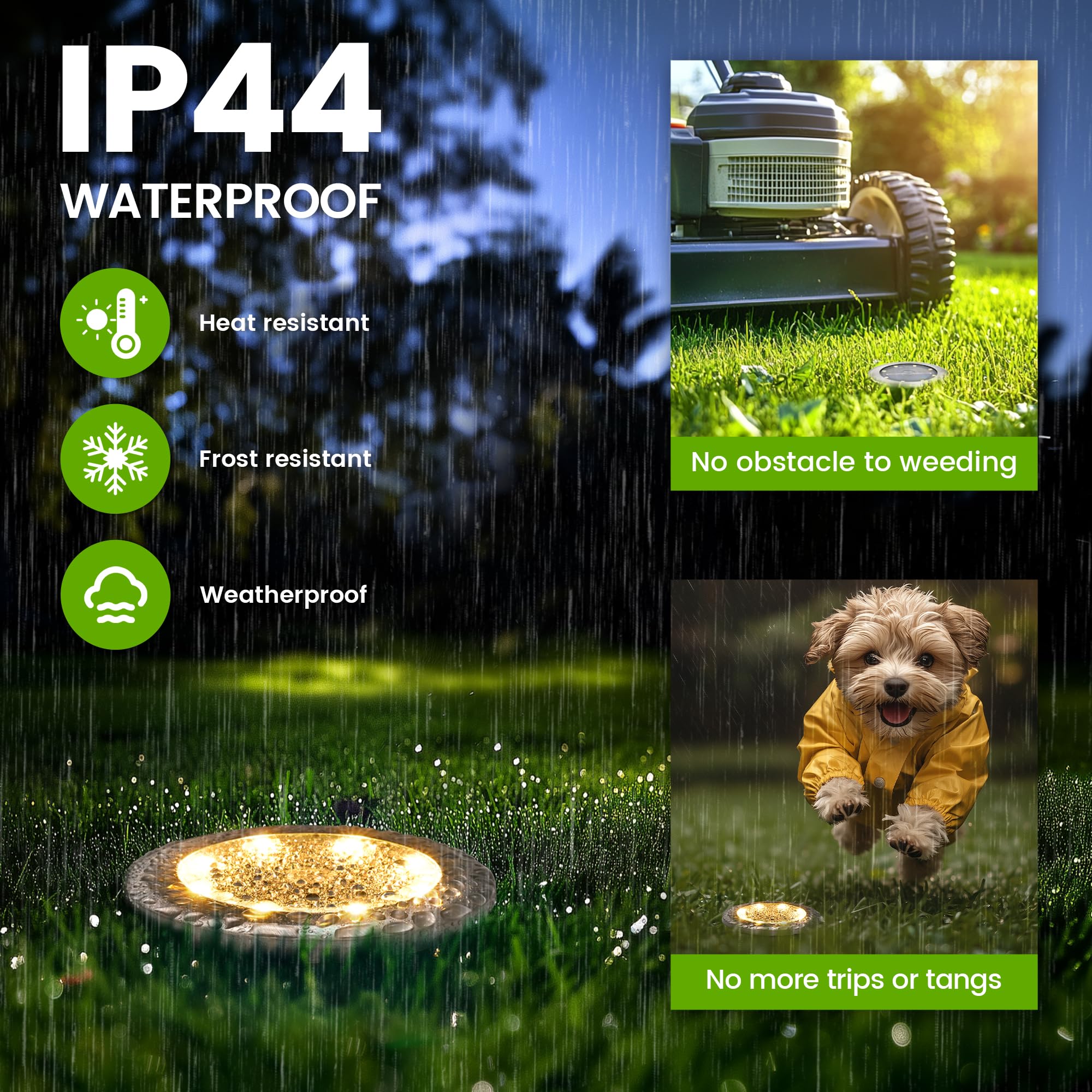 Patiowin Mini Solar Ground Lights, 12 Pack Solar Garden Lights, Solar Powered Pathway Lights Warterproof, Outdoor Lights For Dri